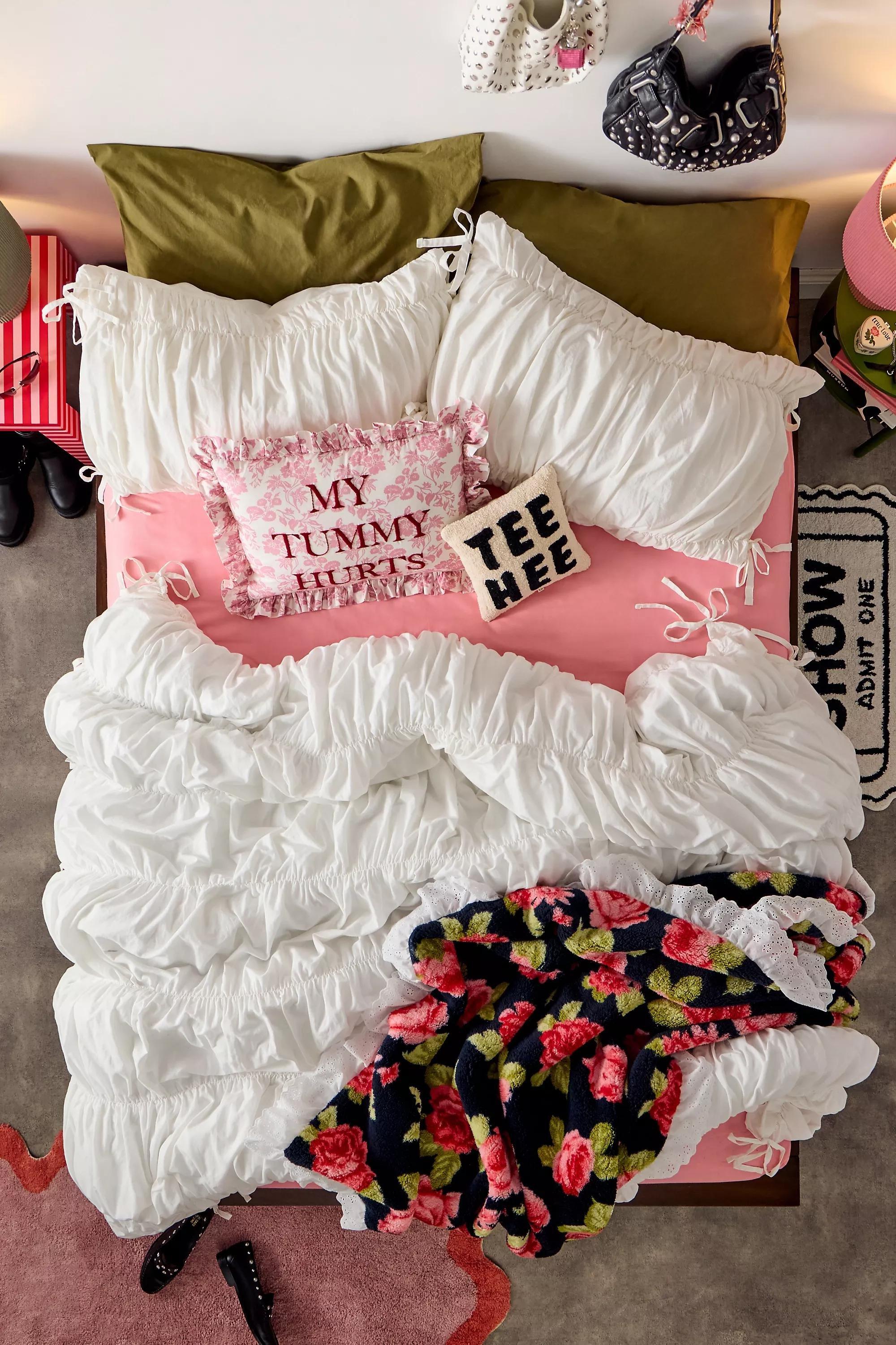 White Cinched Duvet Set, WHT, large image number 1