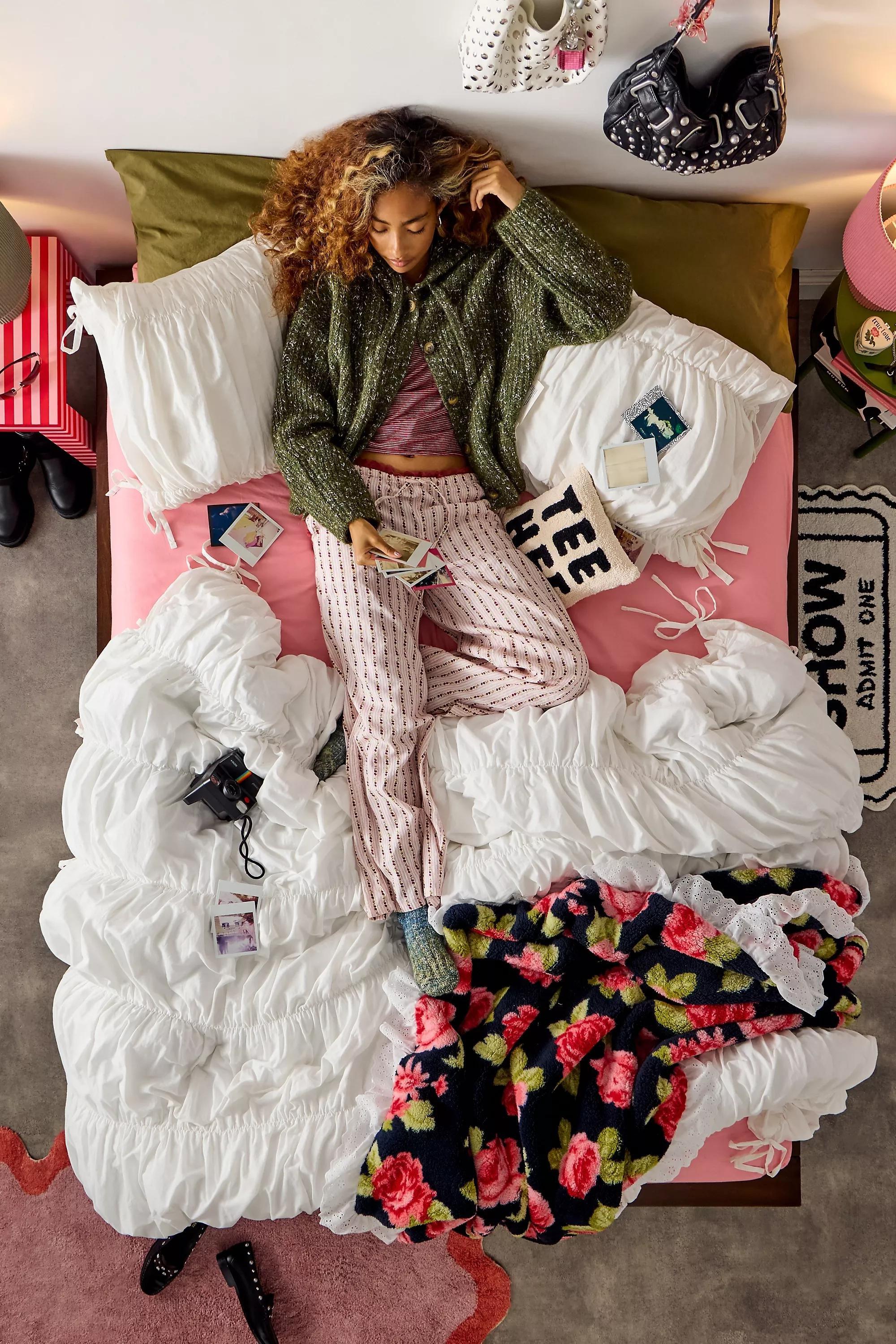 White Cinched Duvet Set, WHT, large image number 2