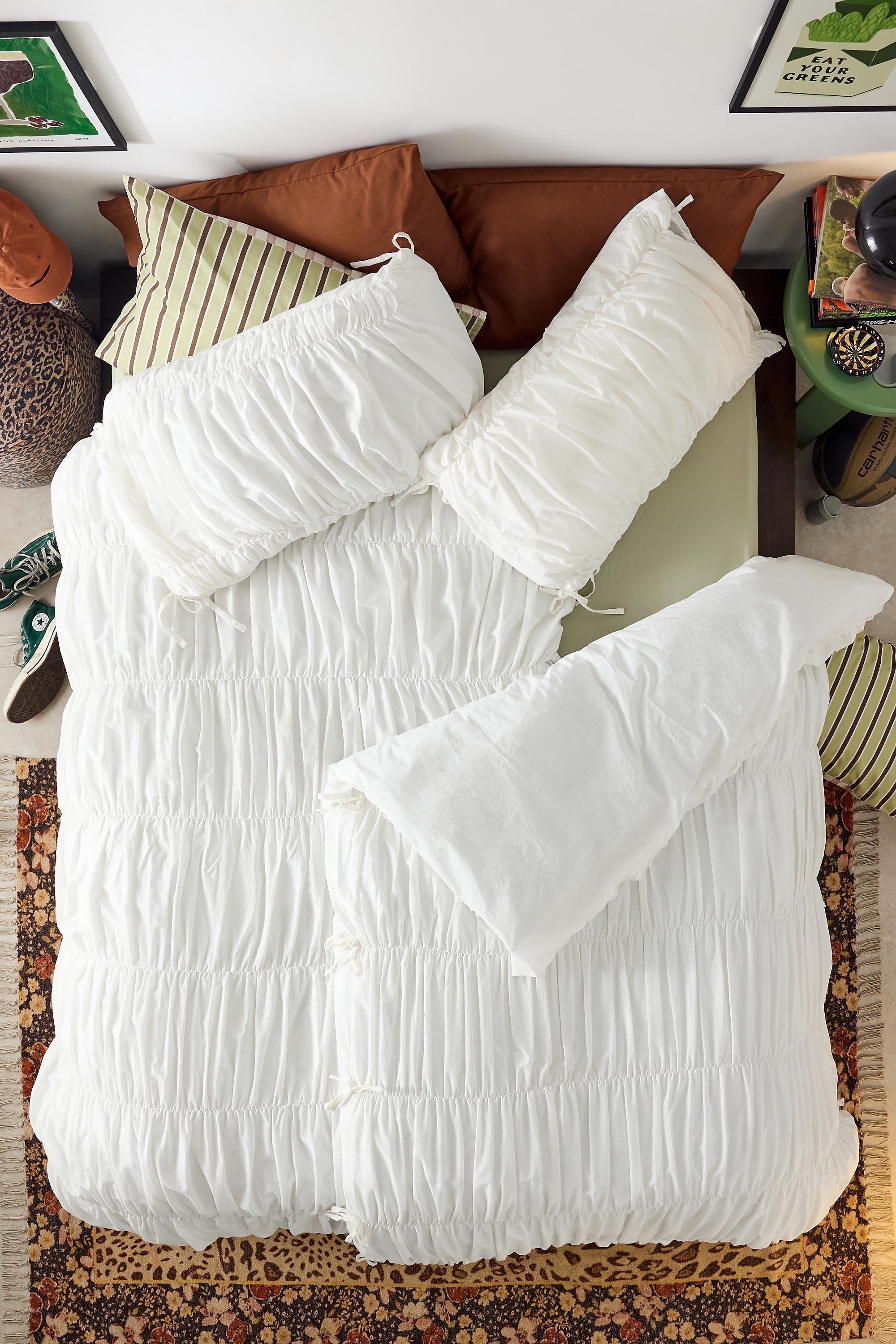White Cinched Duvet Set, WHT, large image number 2