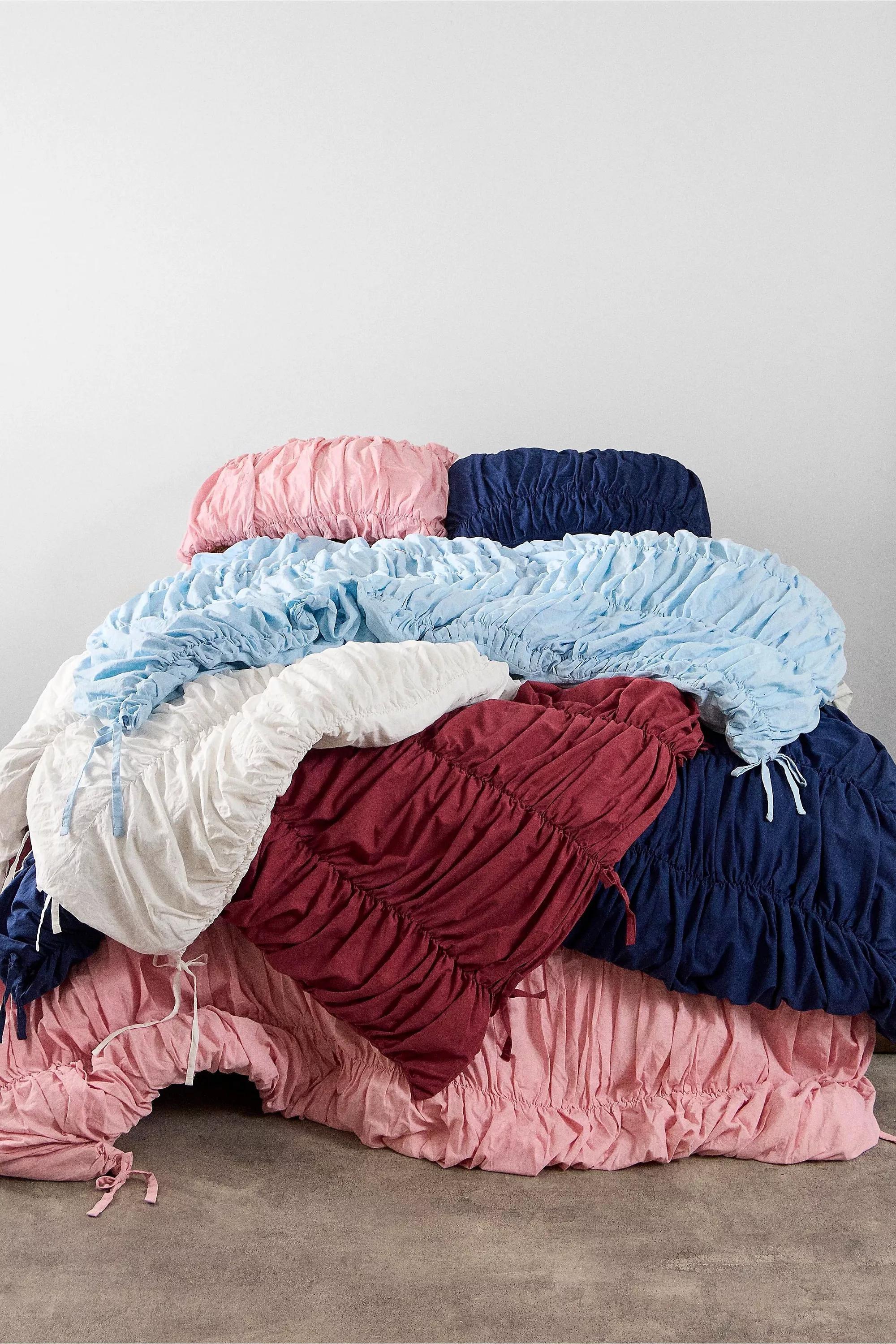 White Cinched Duvet Set, WHT, large image number 5