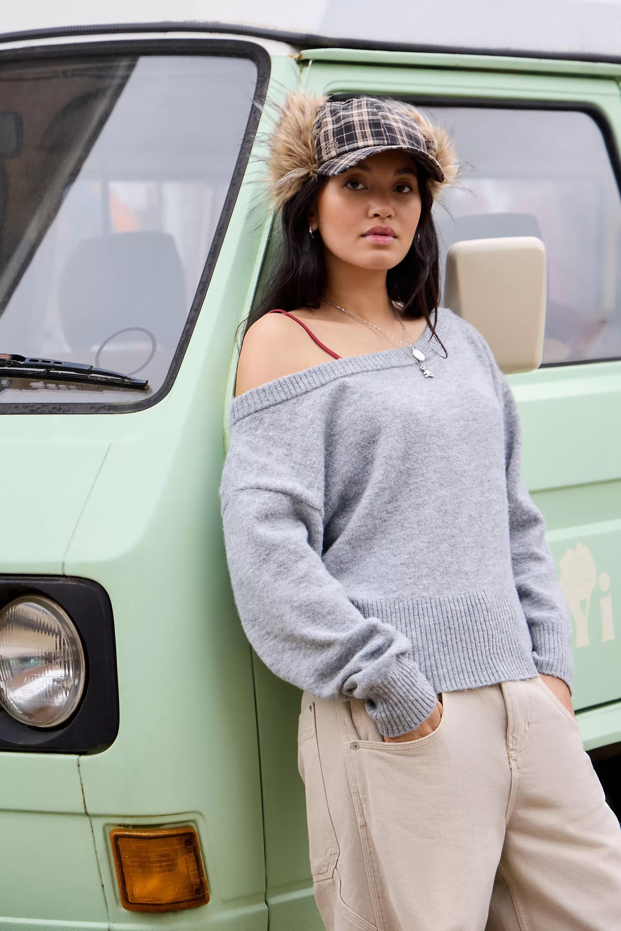 Grey Uo Off-Shoulder Drape Top, GREY, large image number 0