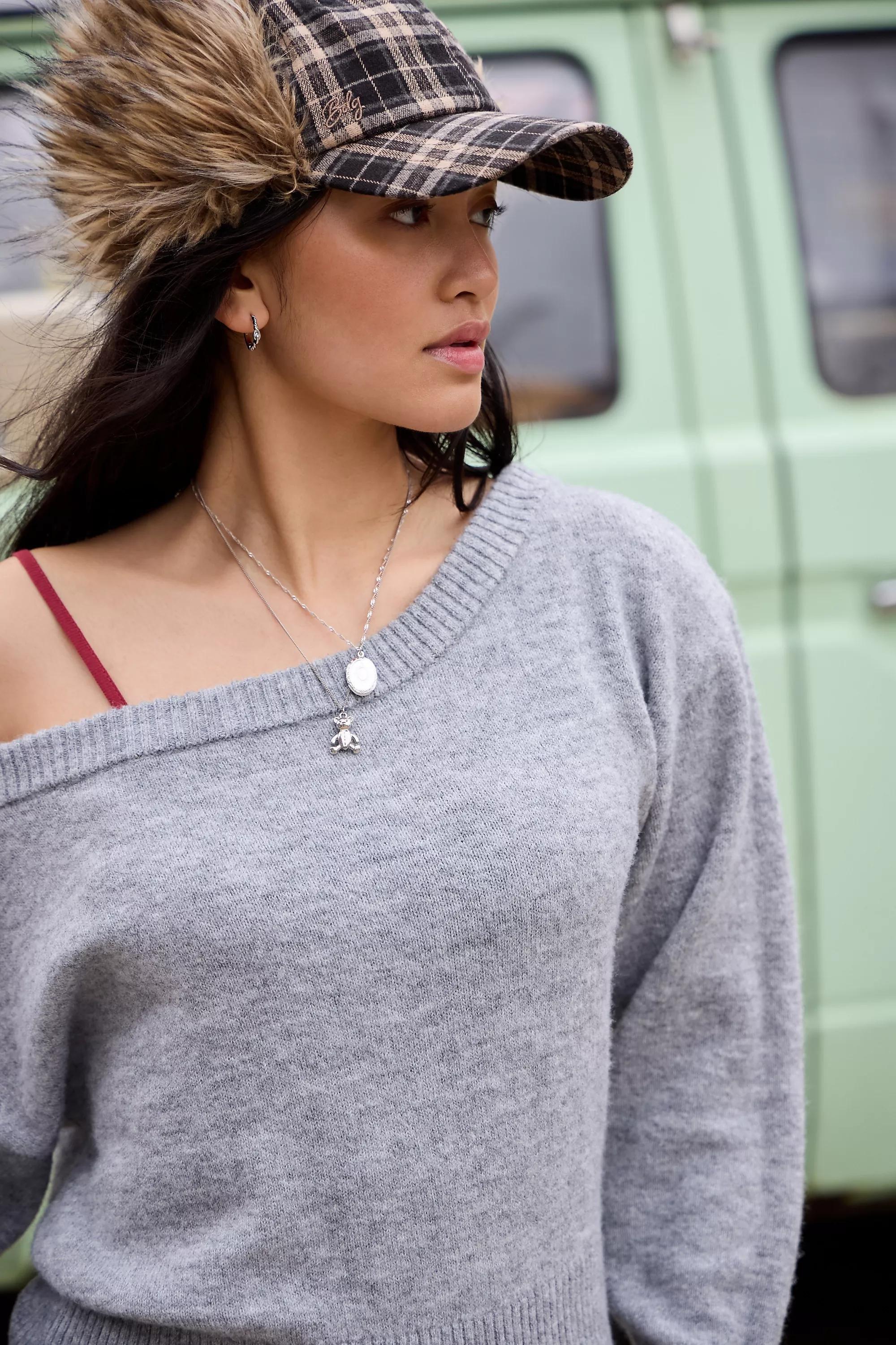 Grey Uo Off-Shoulder Drape Top, GREY, large image number 3