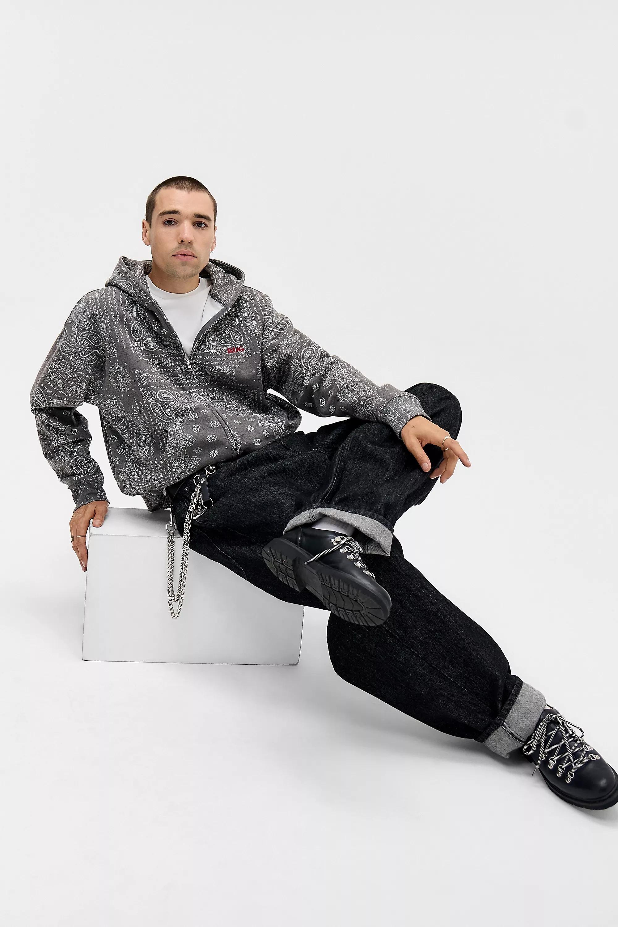 Grey Bdg Bandana Print Zip-Through Hoodie, , large image number 3