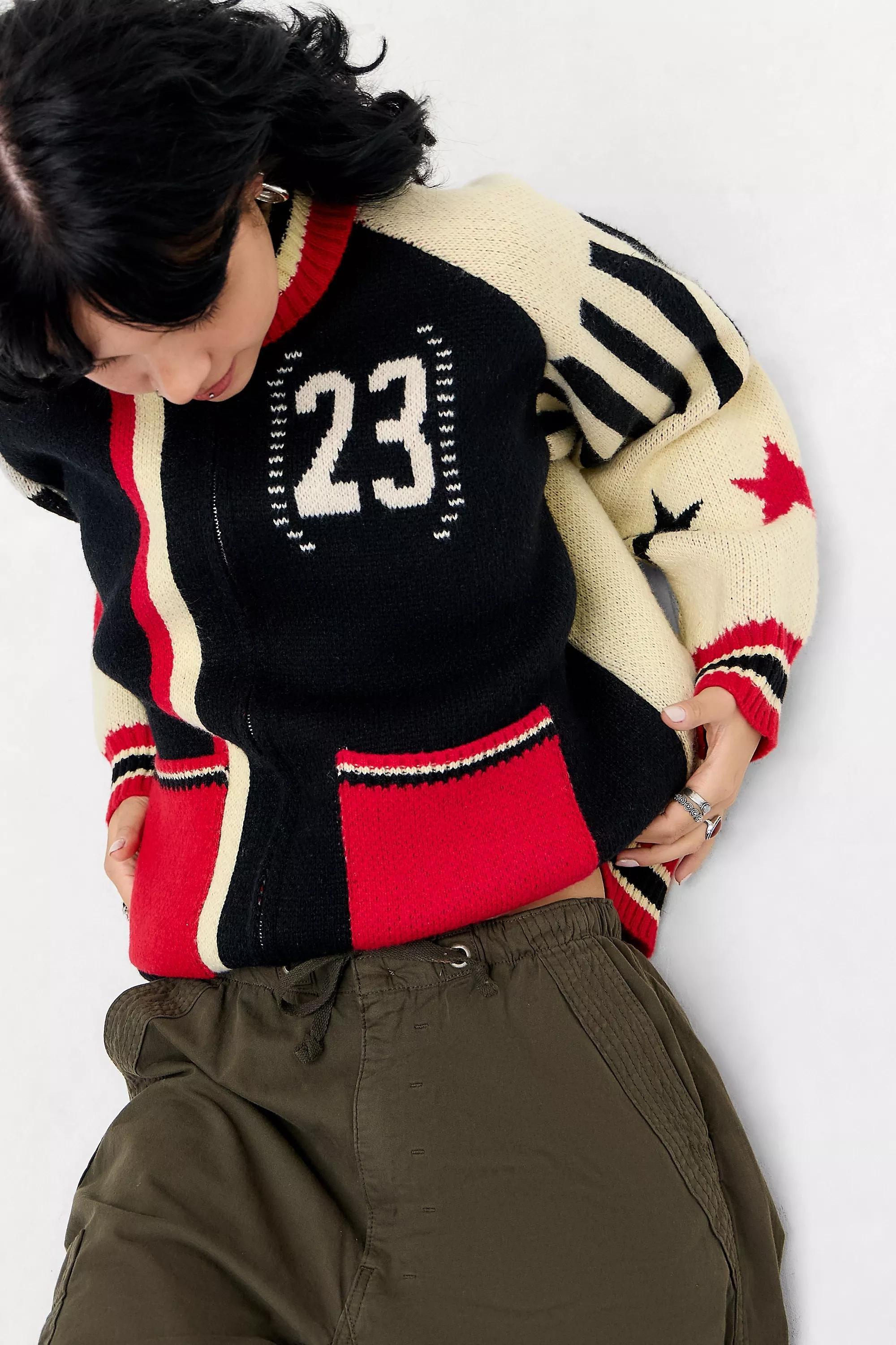 Red Jaded London Knitted Zip-Through Jacket, RED, medium