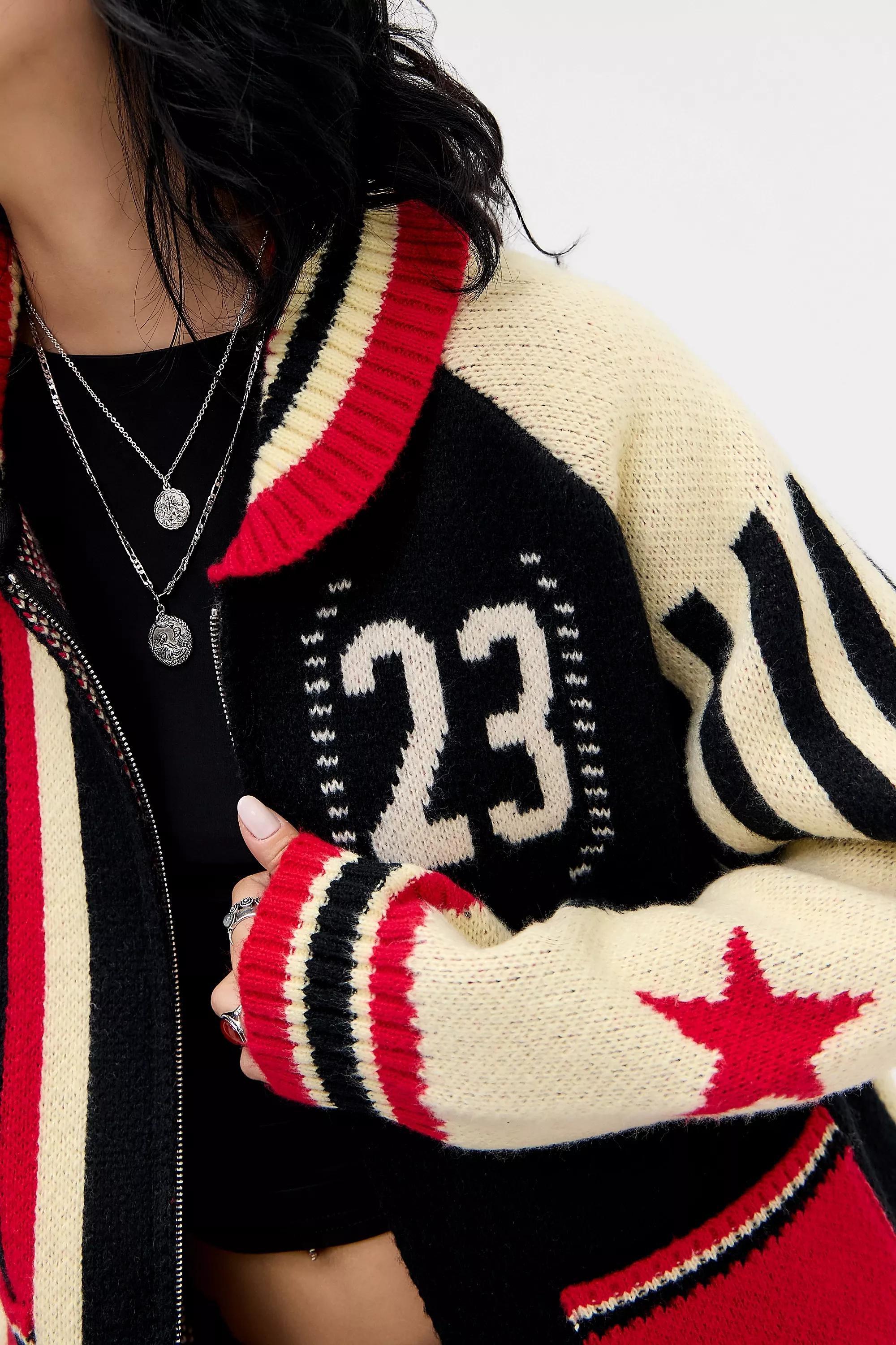 Red Jaded London Knitted Zip-Through Jacket, RED, large image number 3