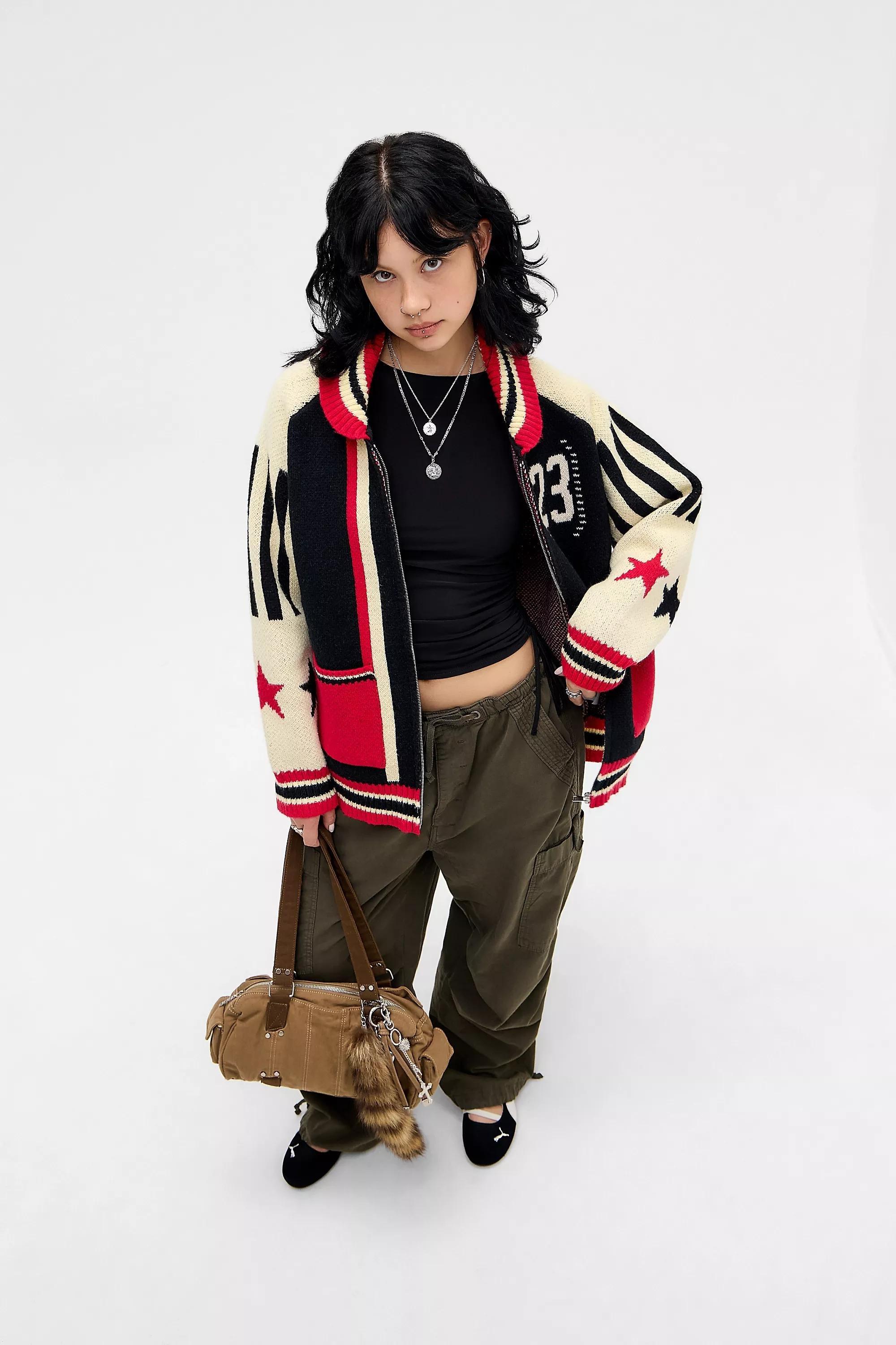 Red Jaded London Knitted Zip-Through Jacket, RED, large image number 4