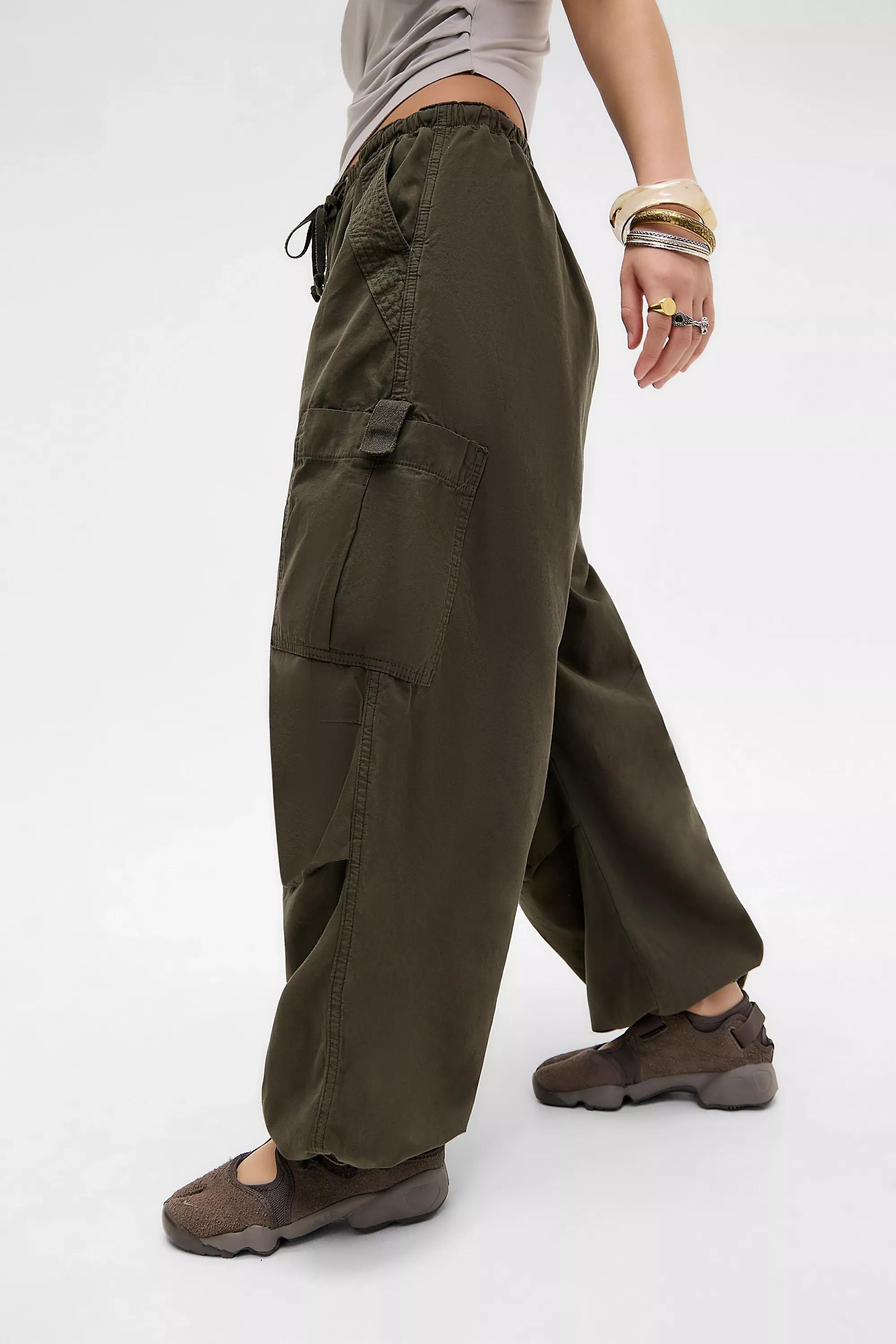 Khaki Jaded London Parachute Cargo Pants, KHAKI, large image number 1