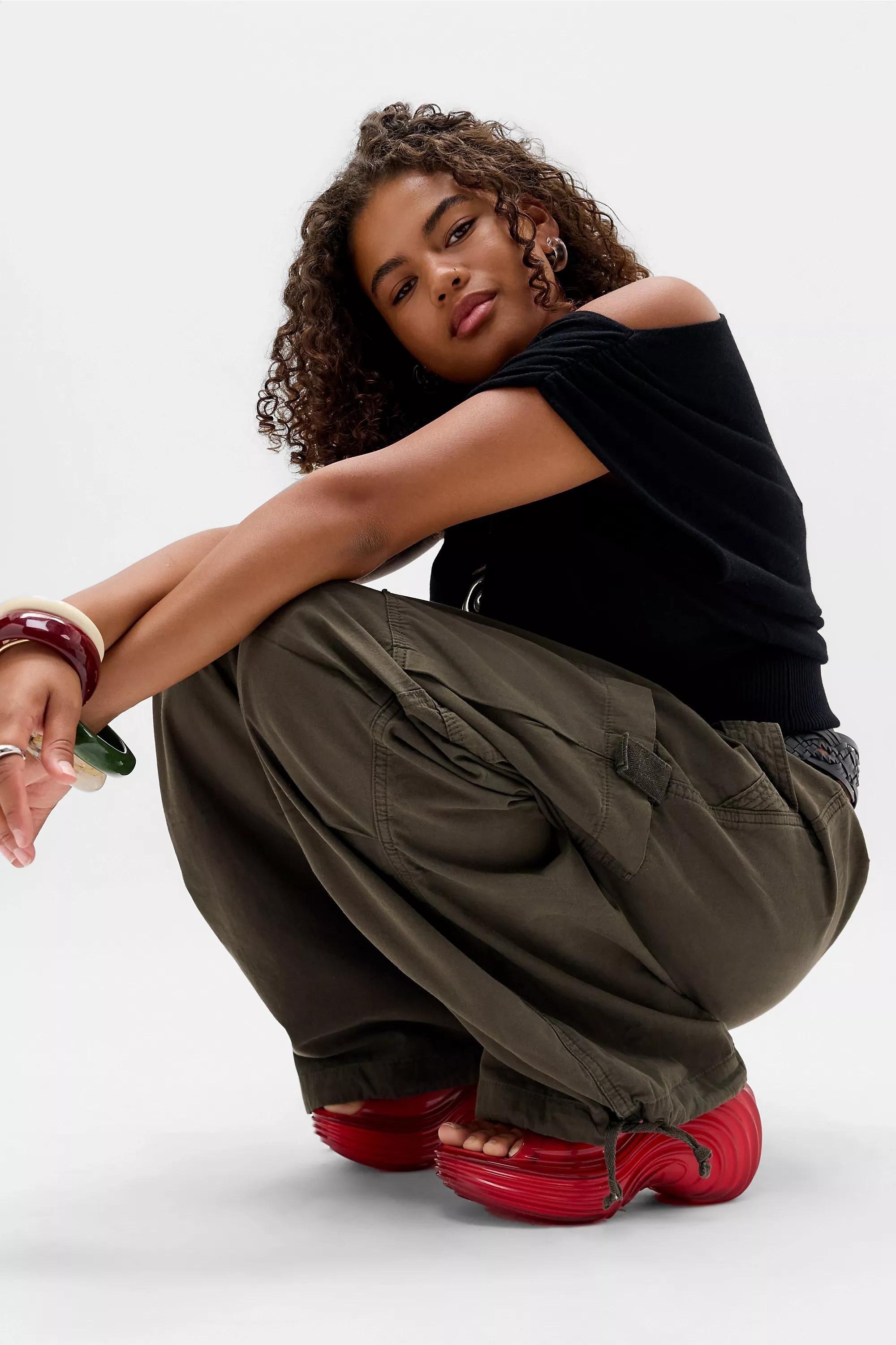 Khaki Jaded London Parachute Cargo Pants, KHAKI, large image number 5