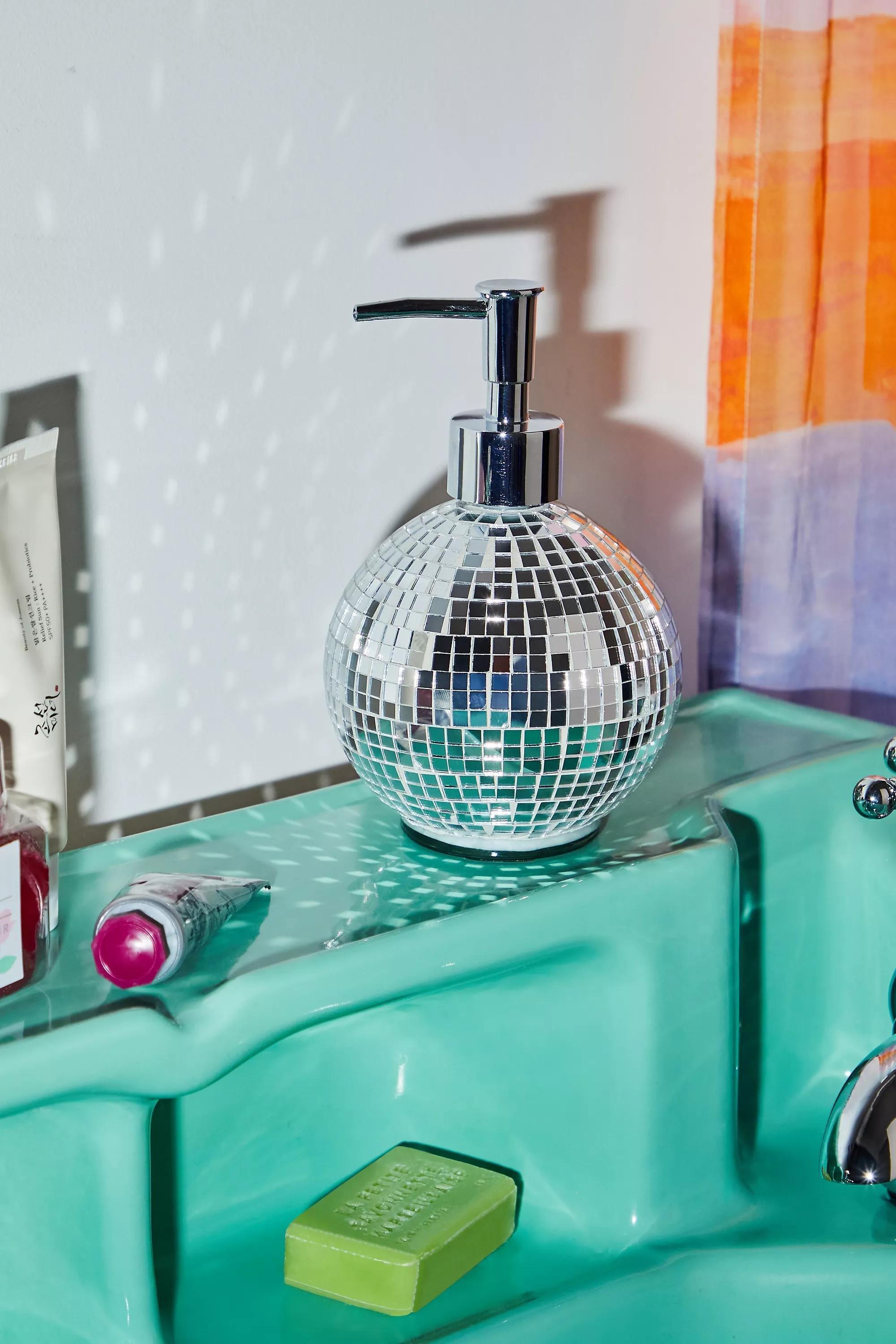 Silver Disco Ball Soap Dispenser, SLVR, large image number 0