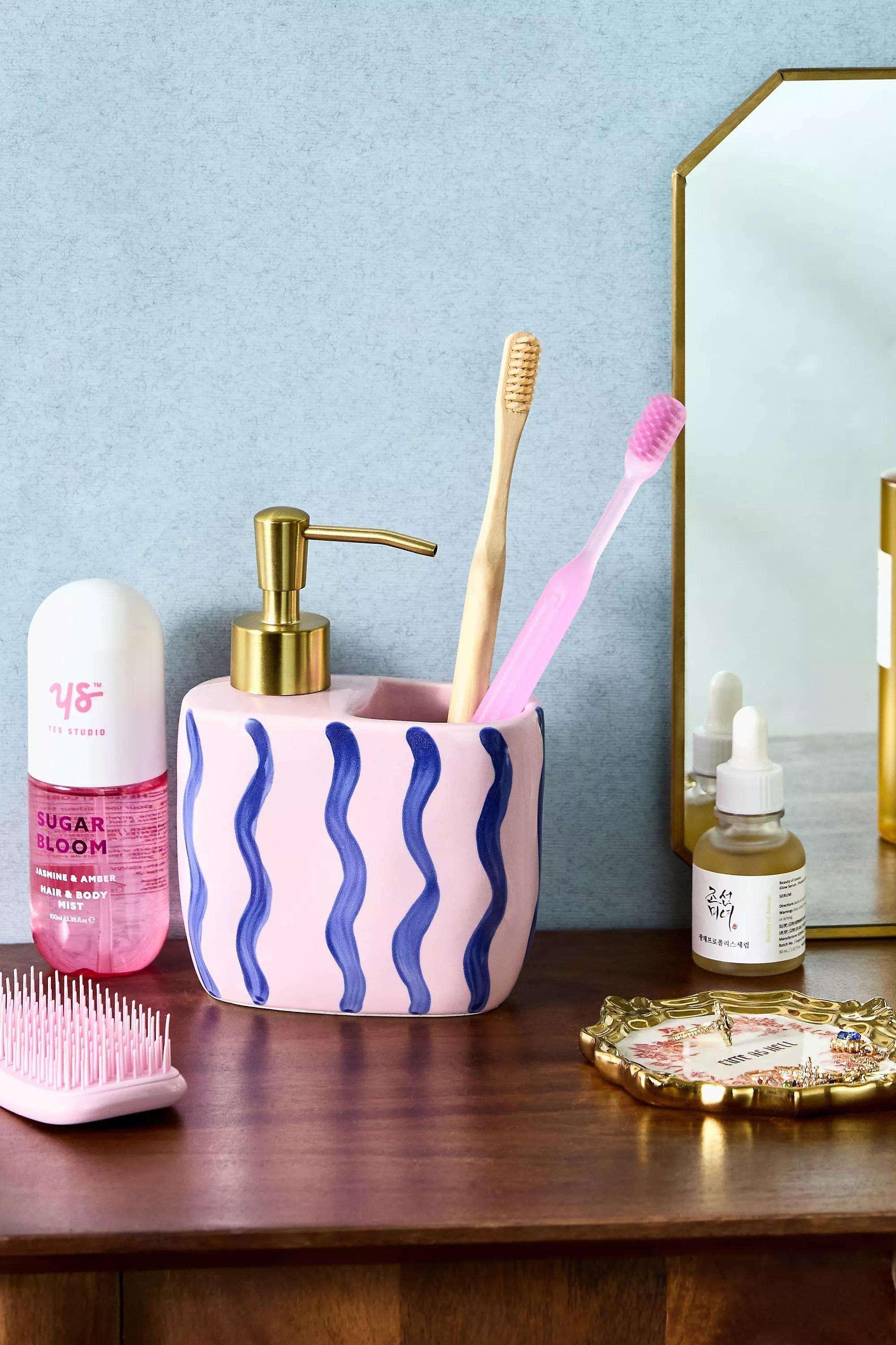 Pink Ari Soap And Storage Pot Set, PINK, medium