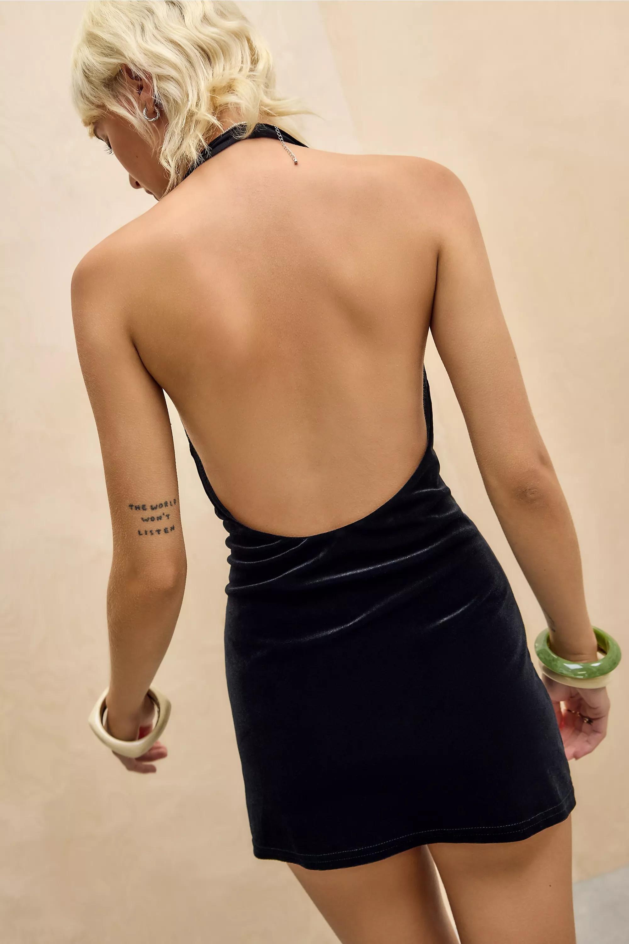 Black Silence + Noise Plunge Vet Mini Dress, BLK, large image number 3