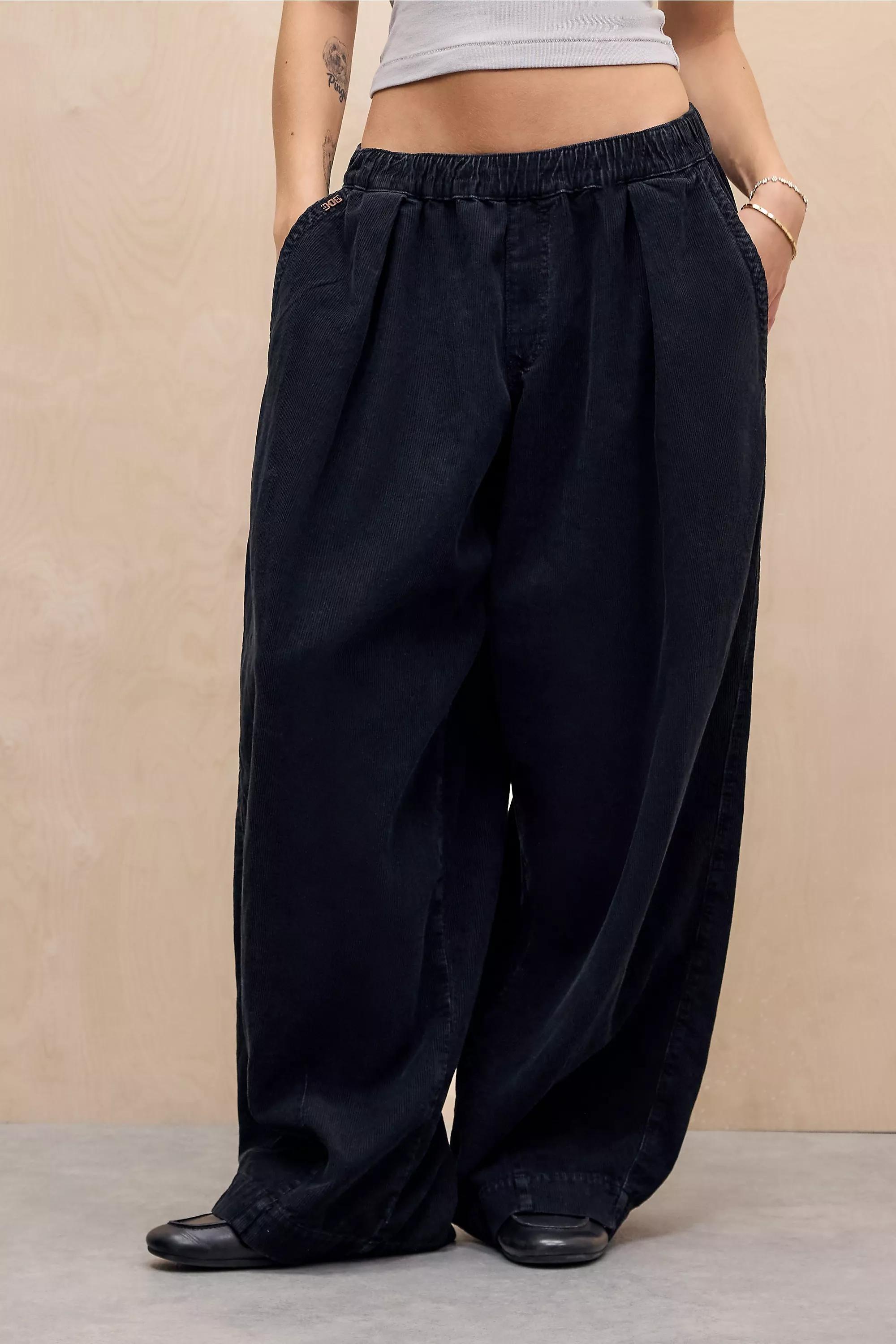 Black Bdg Baggy Corduroy Cocoon Trousers, BLK, large image number 0
