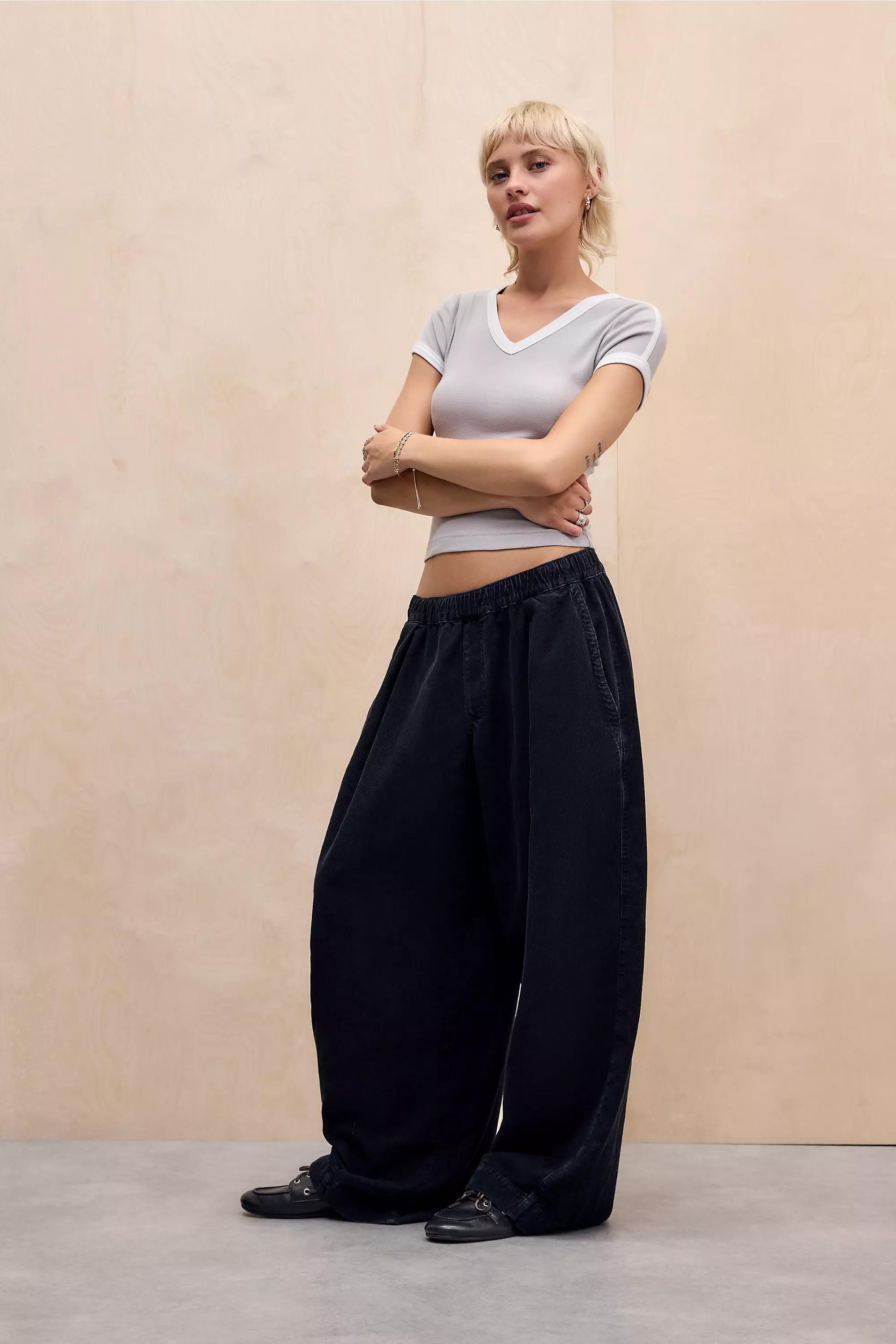 Black Bdg Baggy Corduroy Cocoon Trousers, BLK, large image number 1