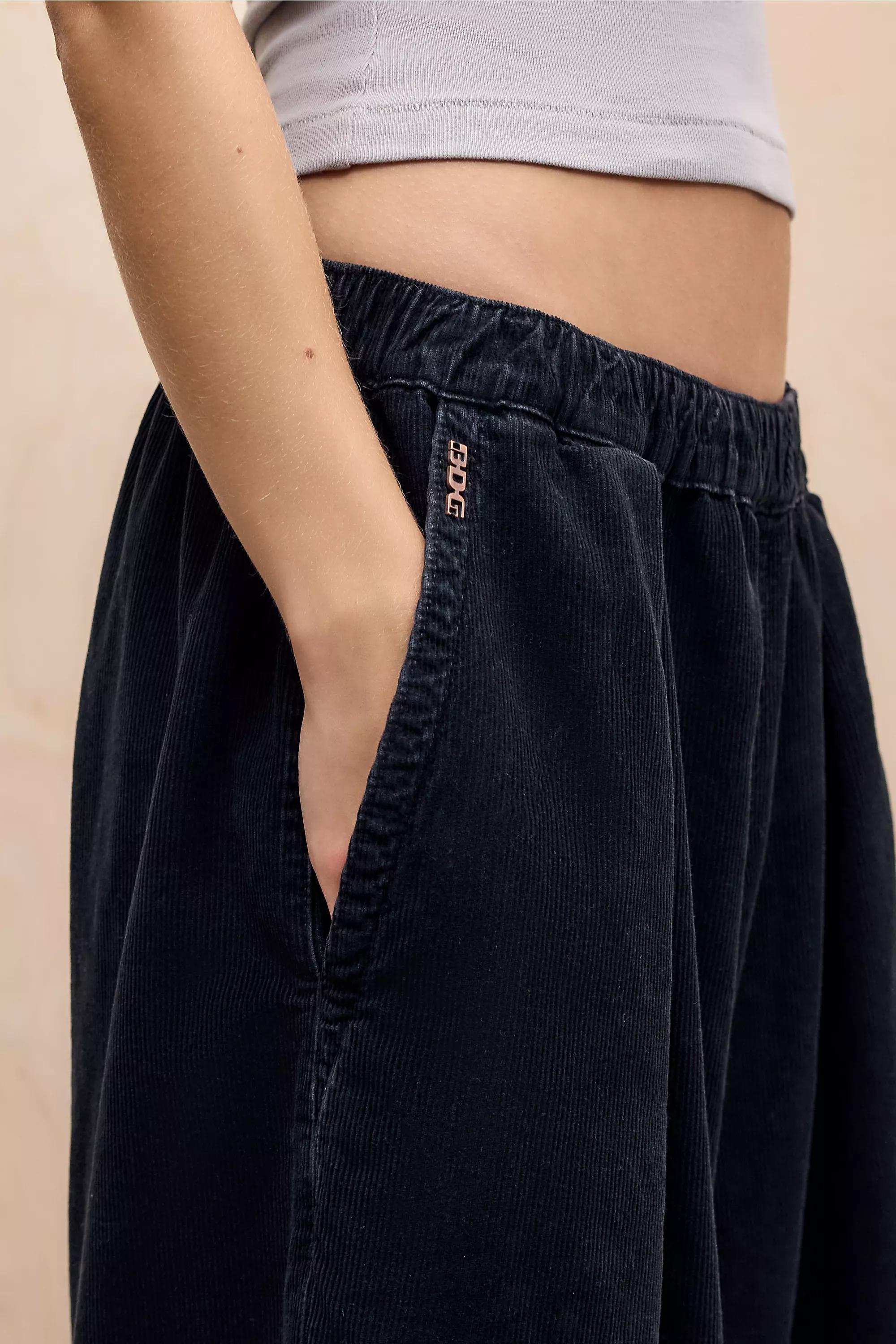 Black Bdg Baggy Corduroy Cocoon Trousers, BLK, large image number 2