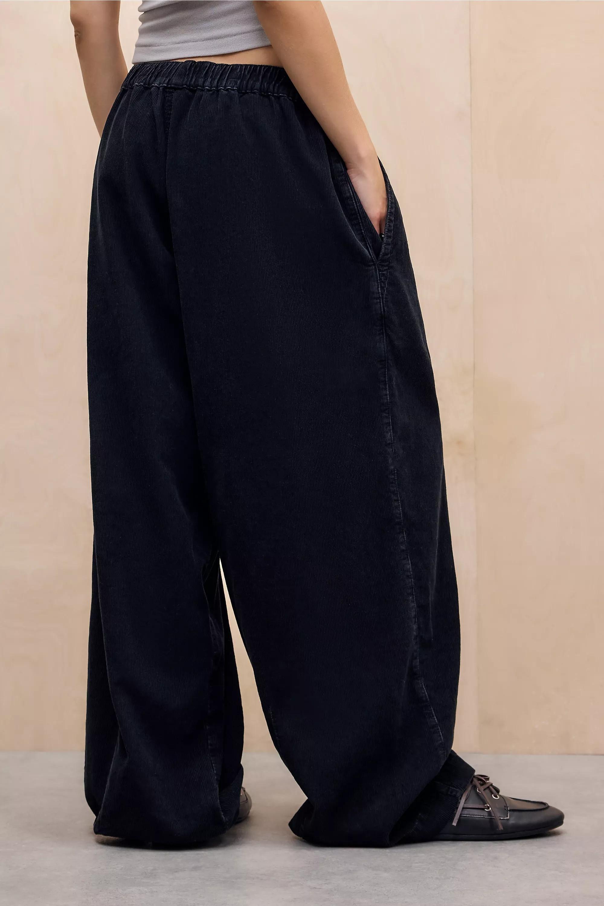 Black Bdg Baggy Corduroy Cocoon Trousers, BLK, large image number 4