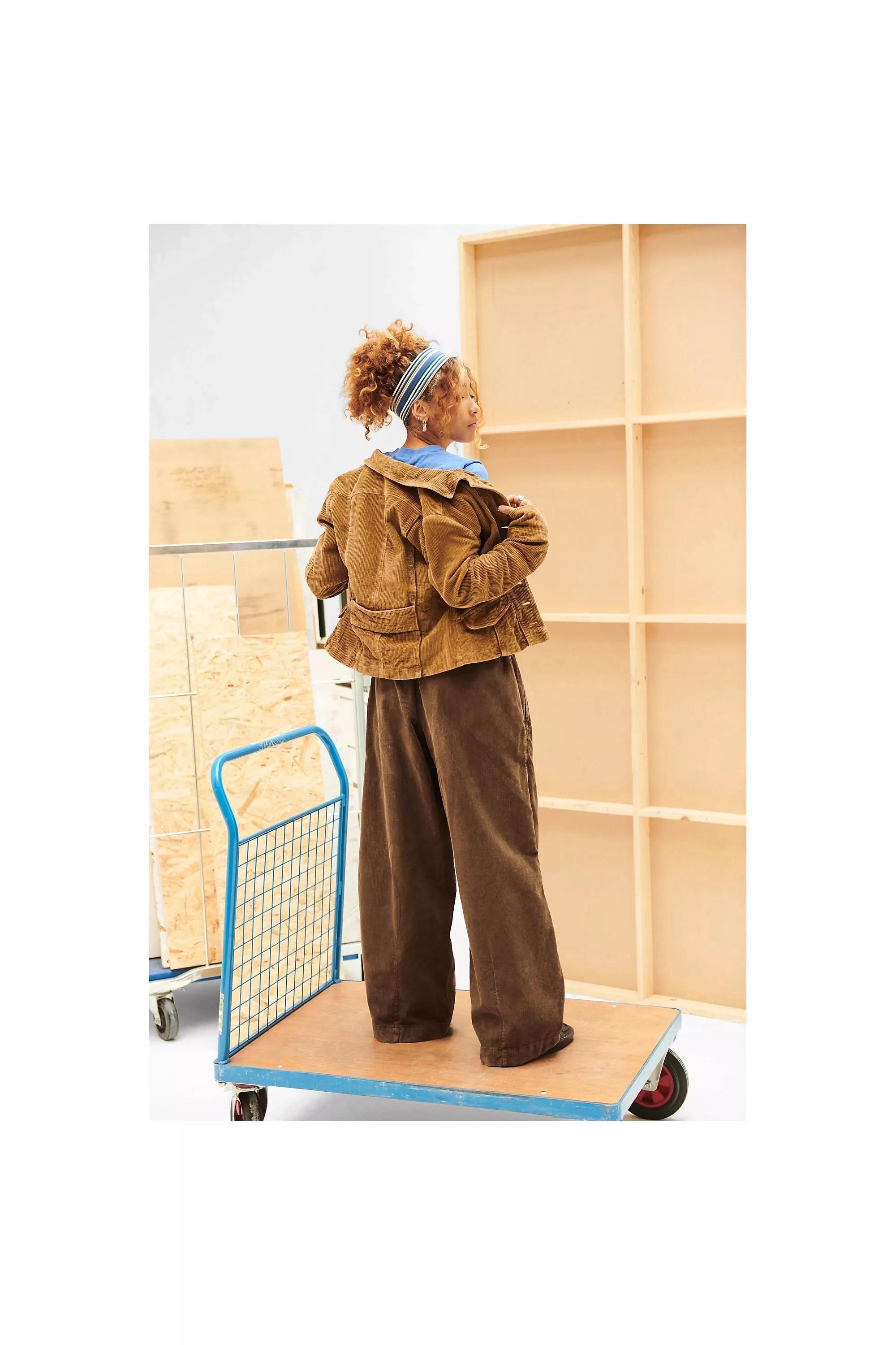 CHOCOLATE BDG Bobbi Baggy Corduroy Cocoon Trousers, CHOC, medium