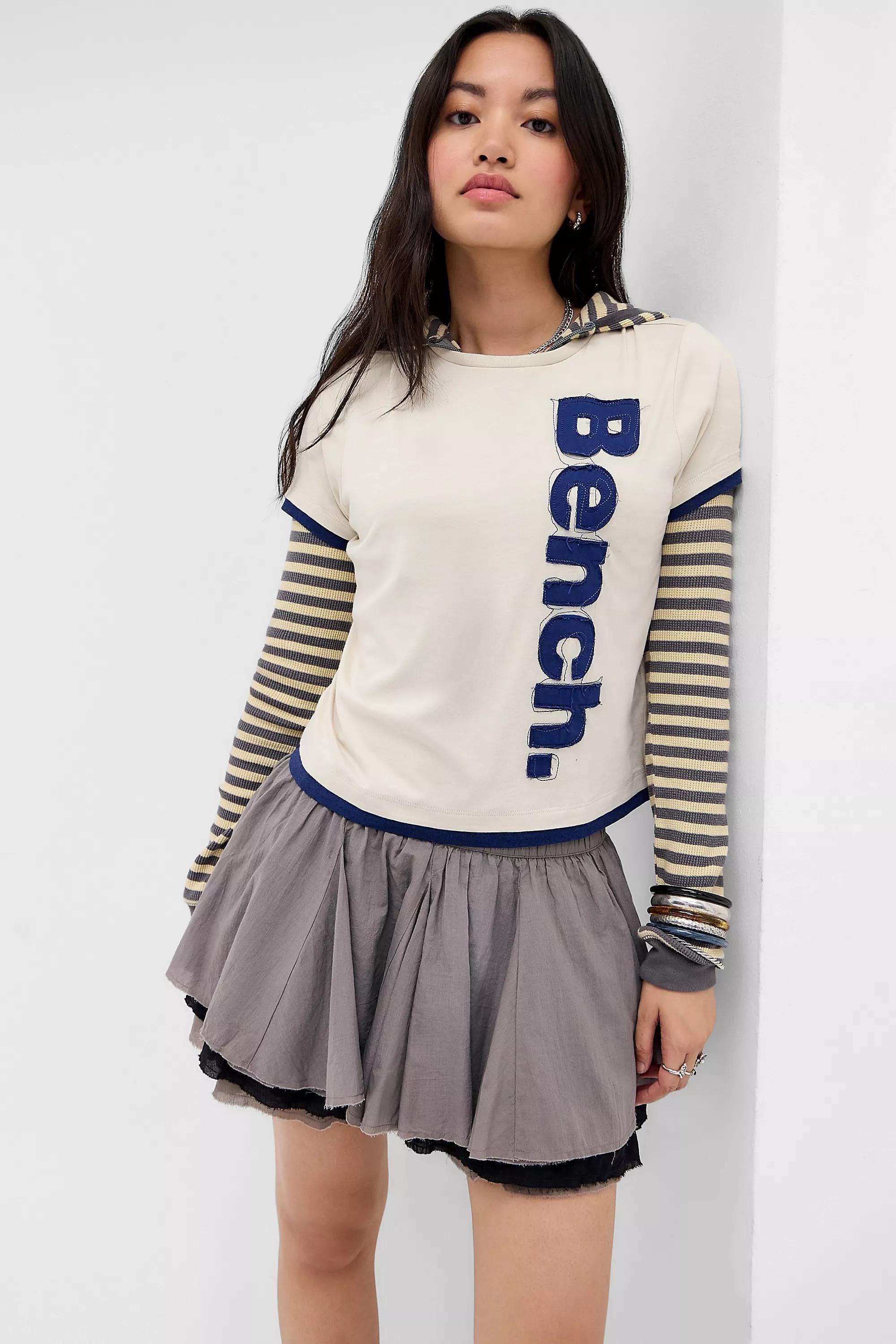 CREAM Bench UO Exclusive Nile Double Layered T-Shirt, CREME, large