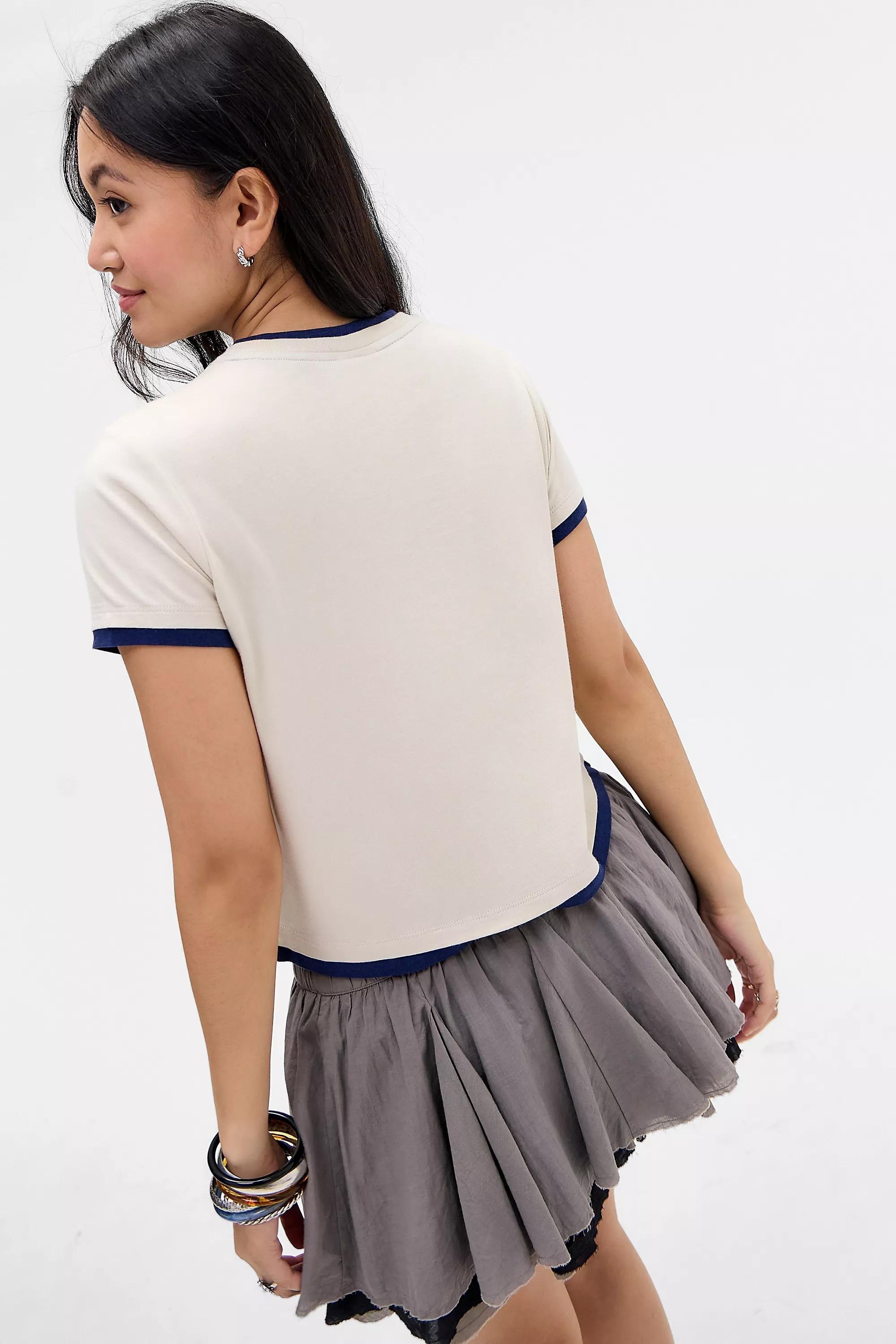 CREAM Bench UO Exclusive Nile Double Layered T-Shirt, CREME, large image number 4