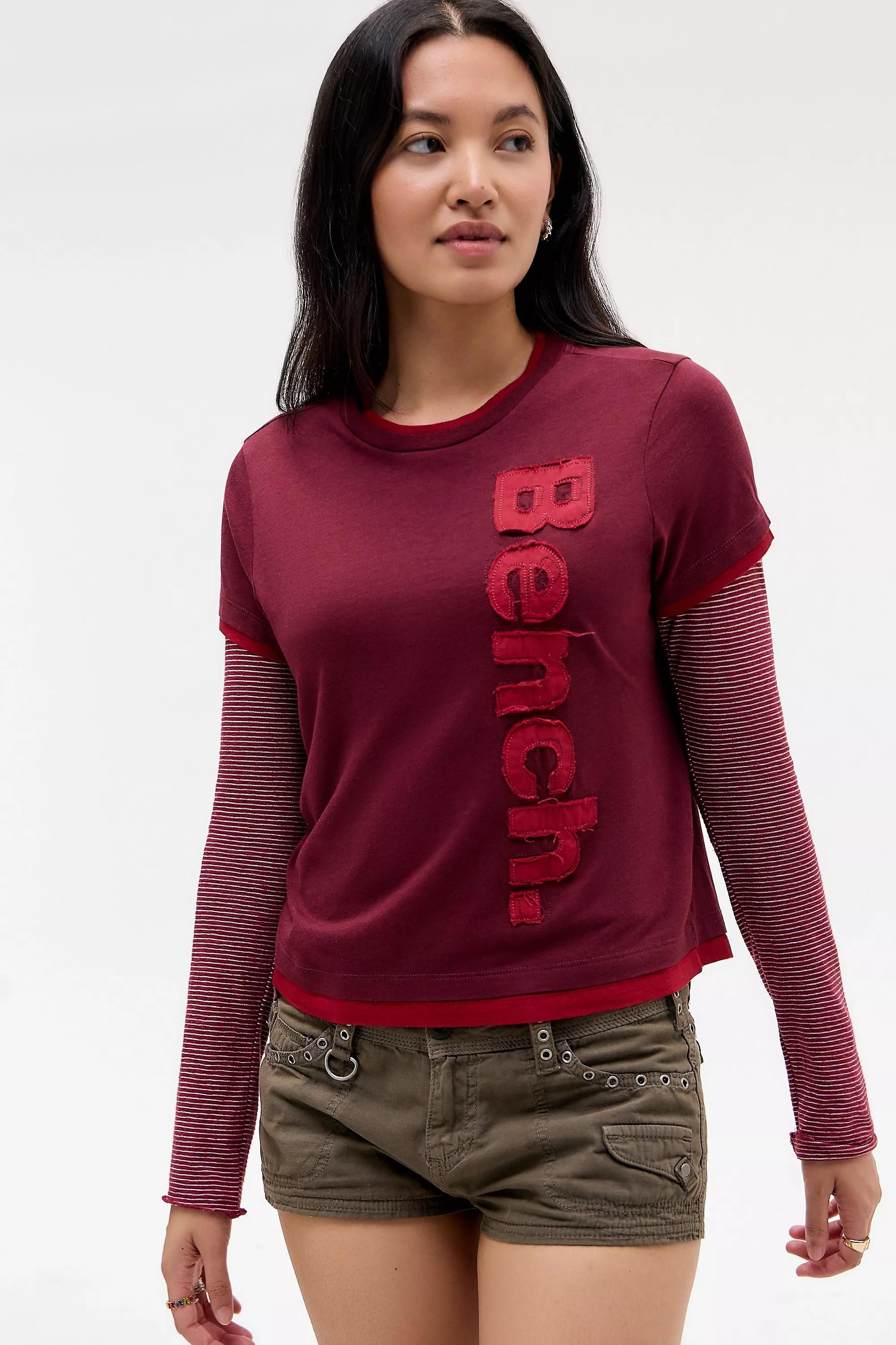 WINE Bench UO Exclusive Nile Double Layered T-Shirt, WINE, large image number 3