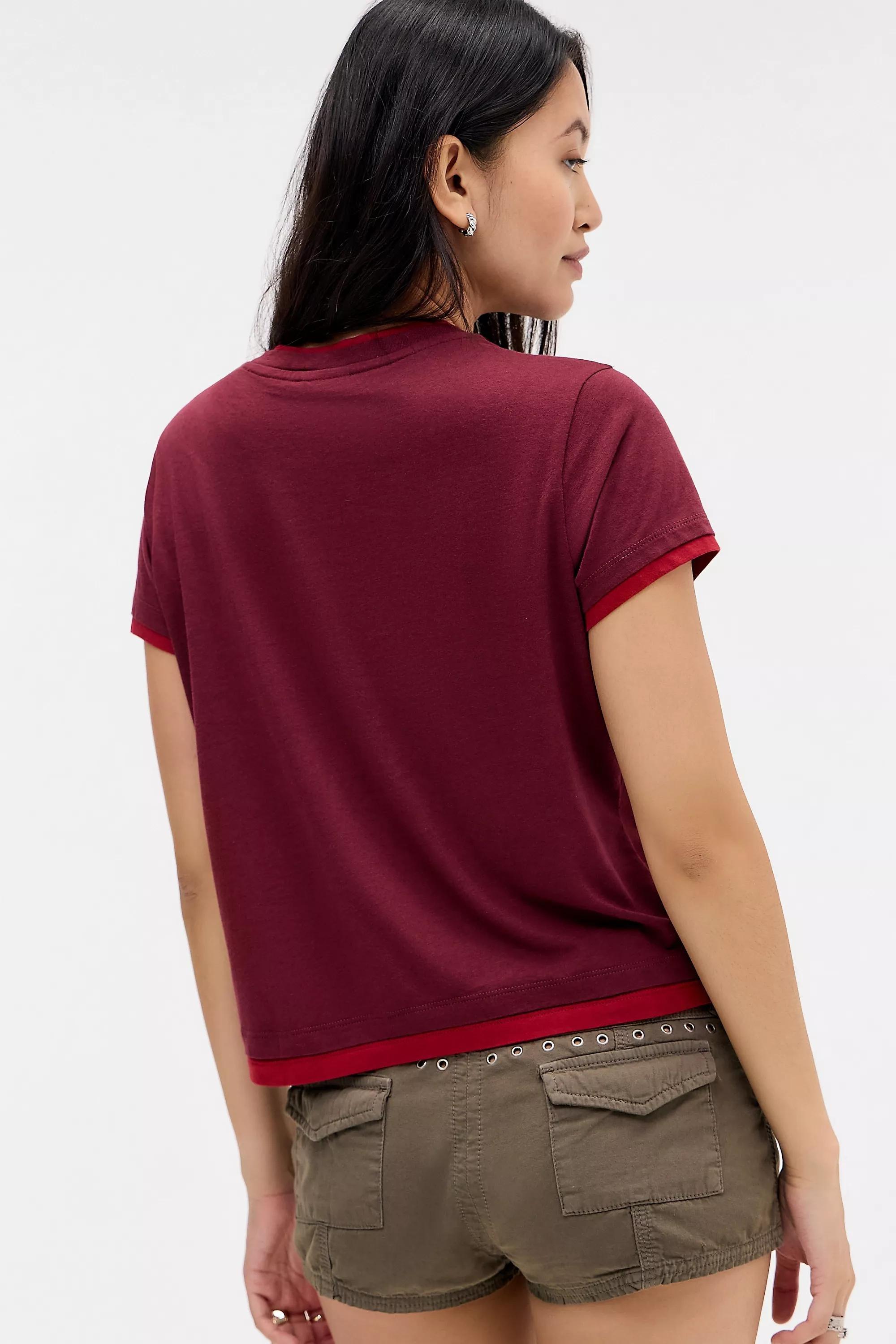 WINE Bench UO Exclusive Nile Double Layered T-Shirt, WINE, large image number 4