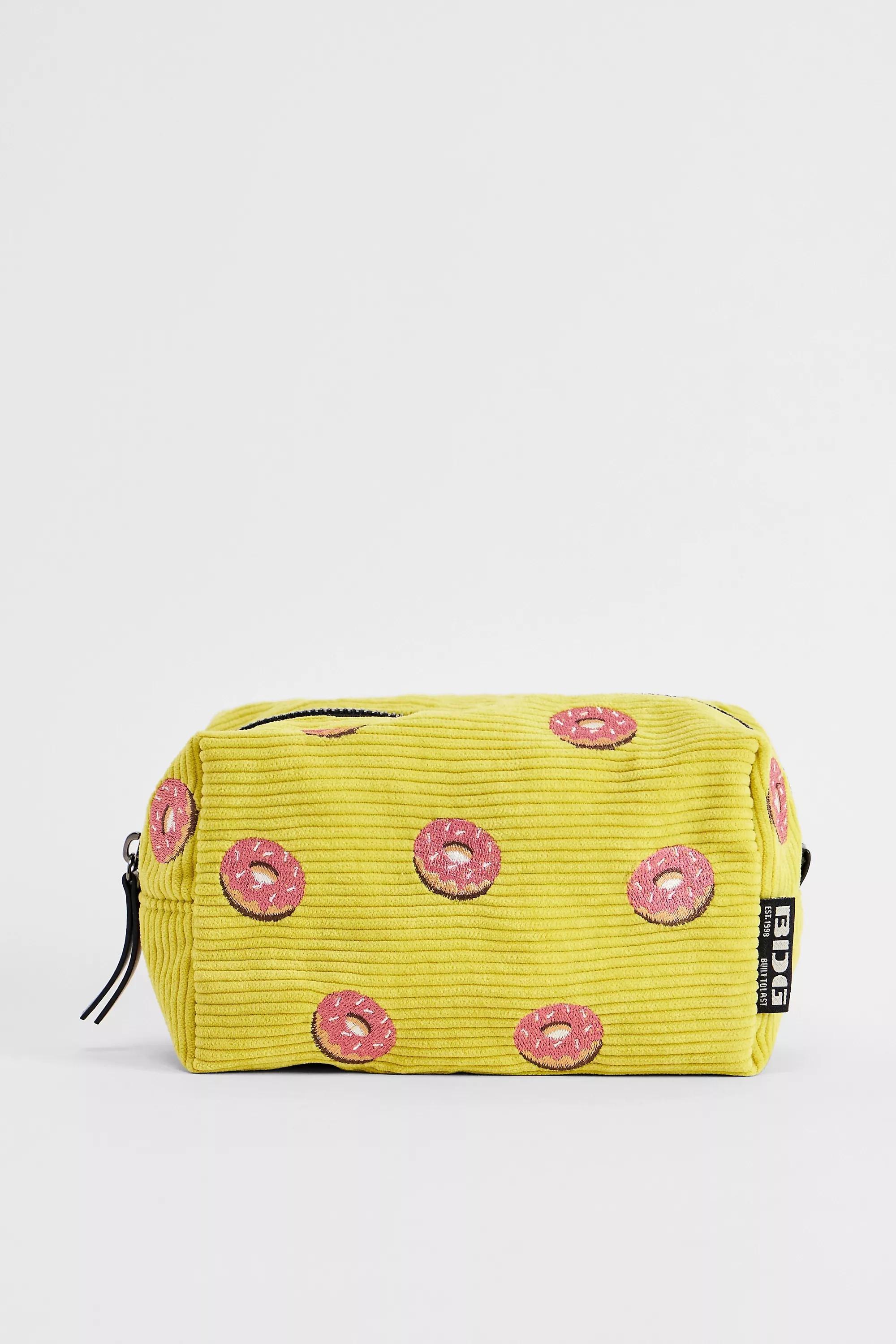Yellow Bdg Doughnut Corduroy Makeup Bag, YEL, large image number 0