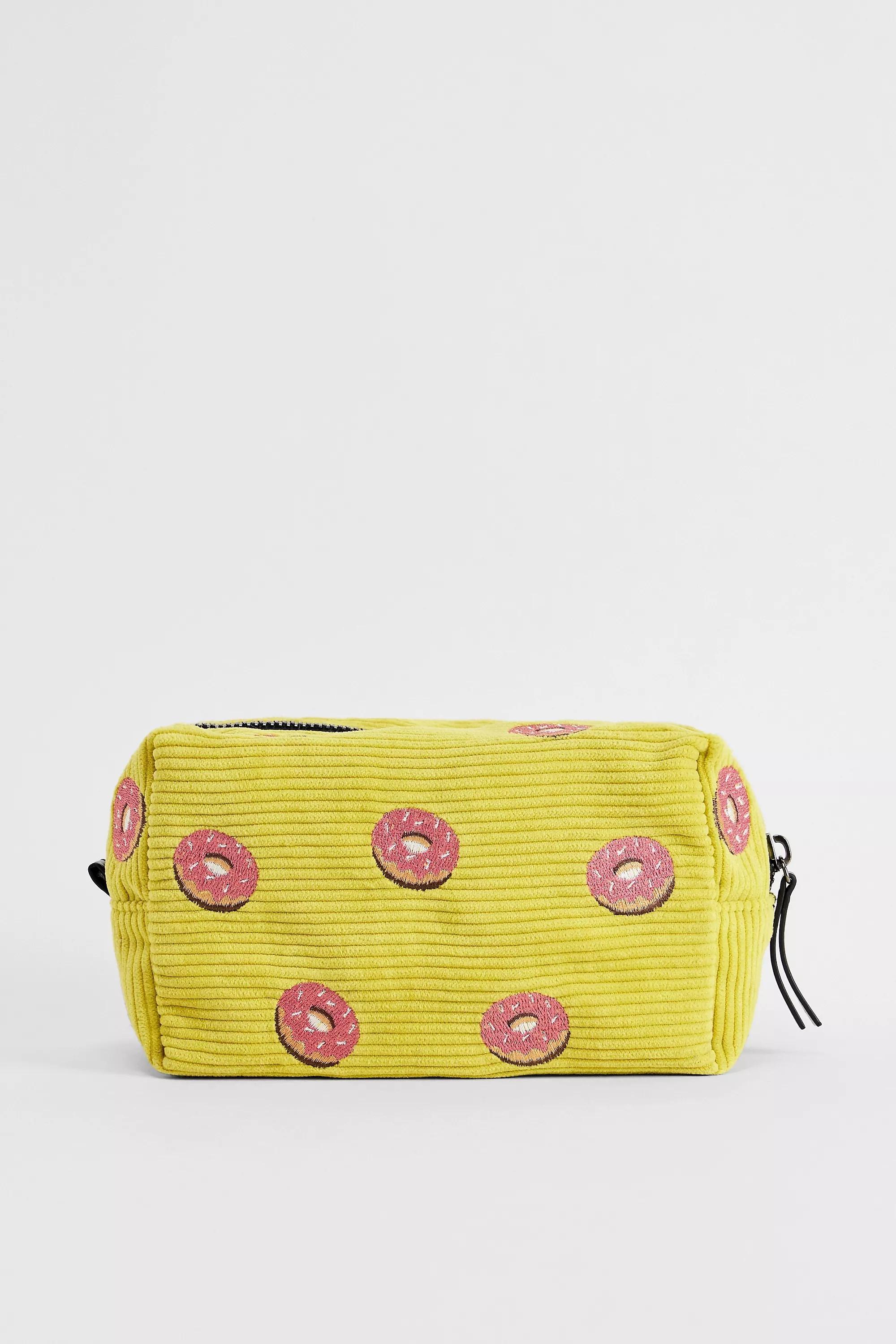 Yellow Bdg Doughnut Corduroy Makeup Bag, YEL, large image number 3