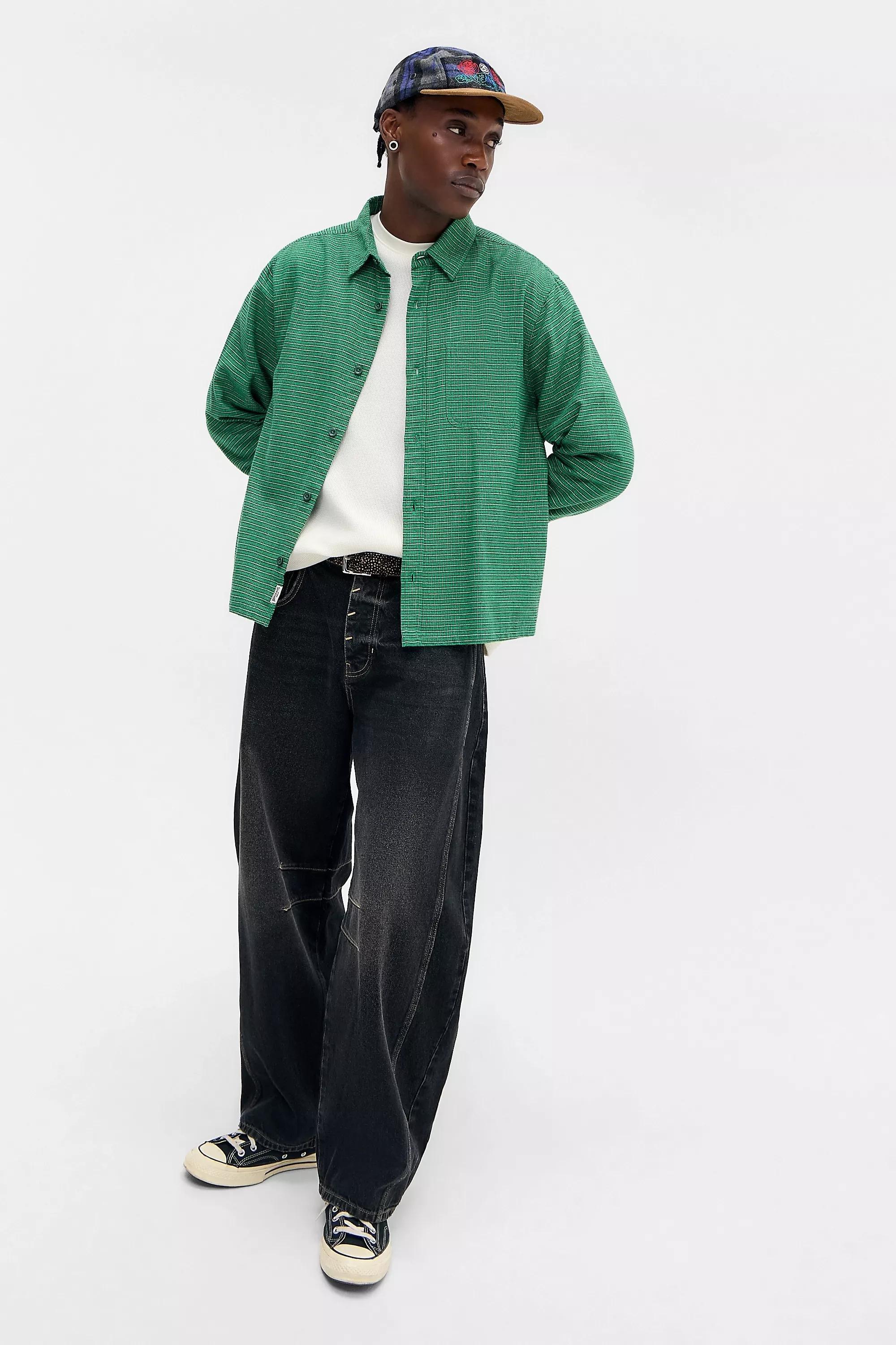 Green Bdg Reggie Checked Long Sleeve Shirt, GRN, large image number 1