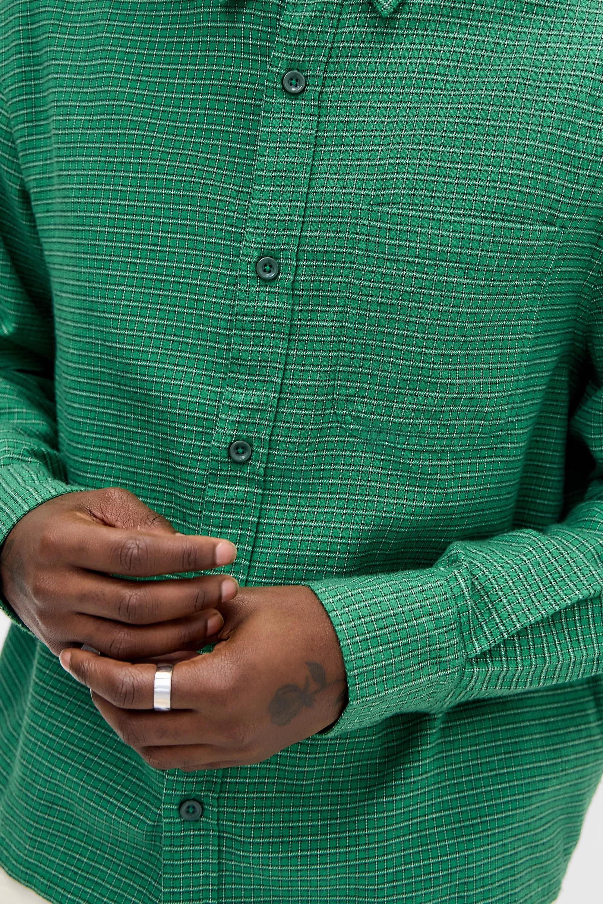 Green Bdg Reggie Checked Long Sleeve Shirt, GRN, large image number 2