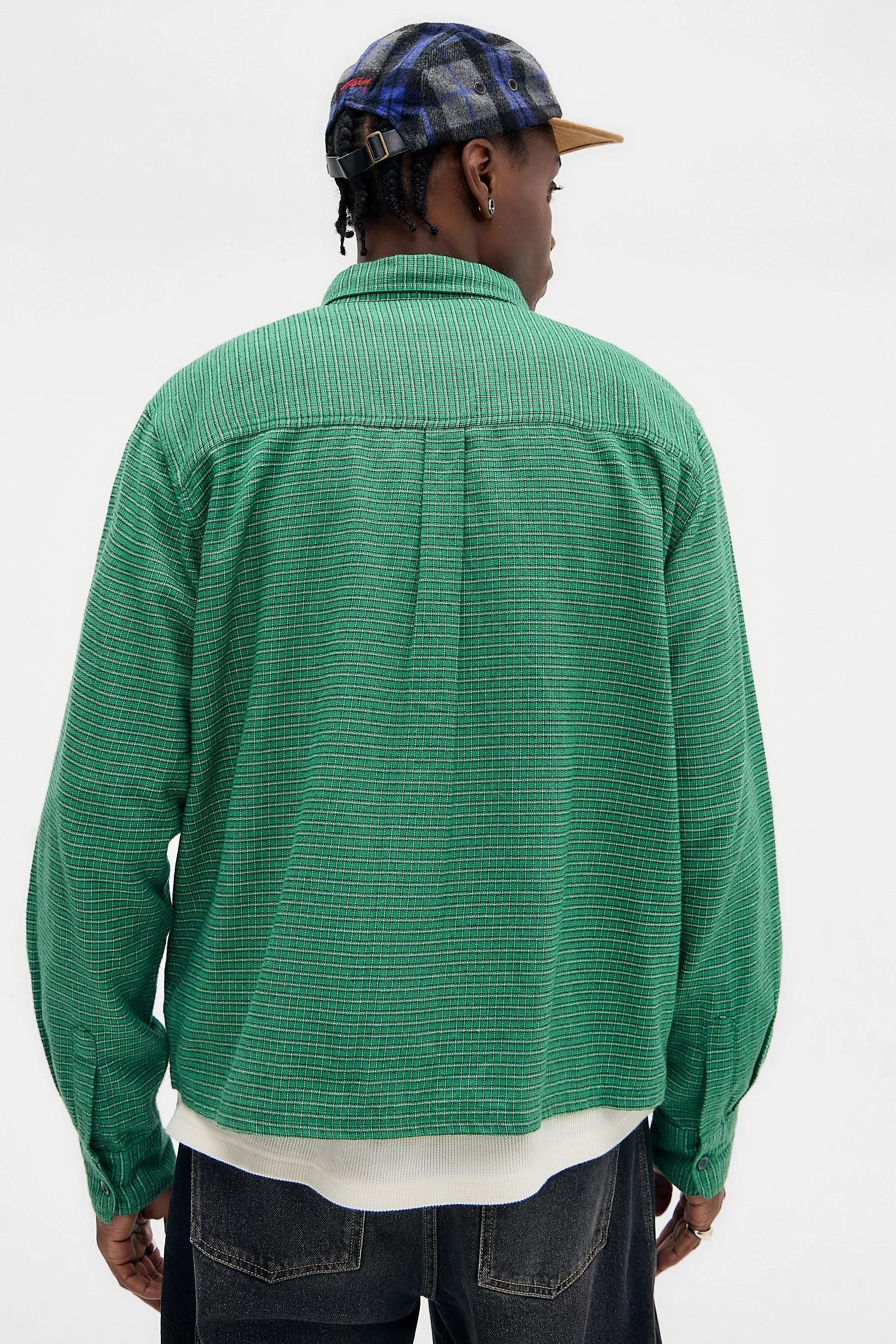 Green Bdg Reggie Checked Long Sleeve Shirt, GRN, large image number 3