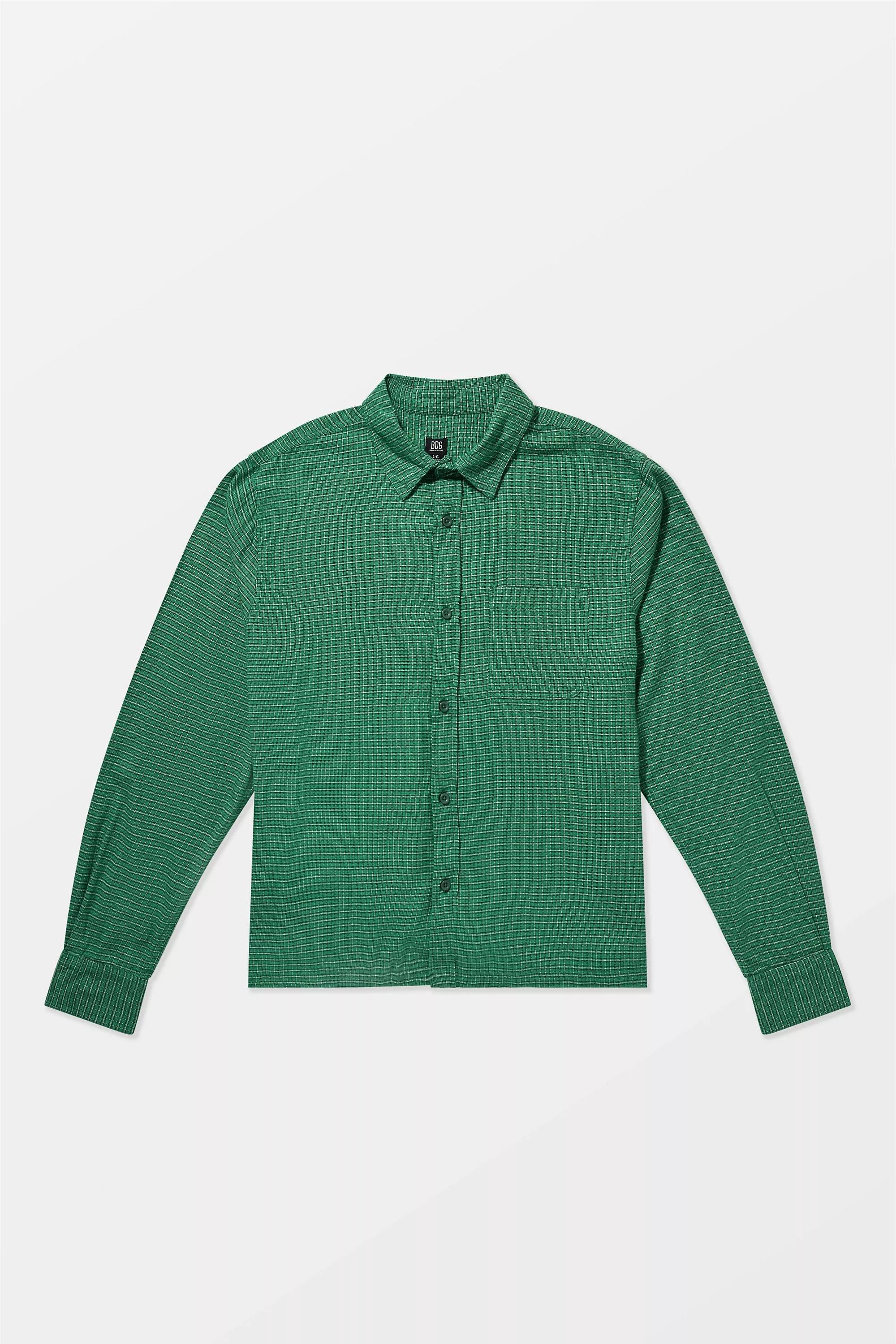 Green Bdg Reggie Checked Long Sleeve Shirt, GRN, large image number 4