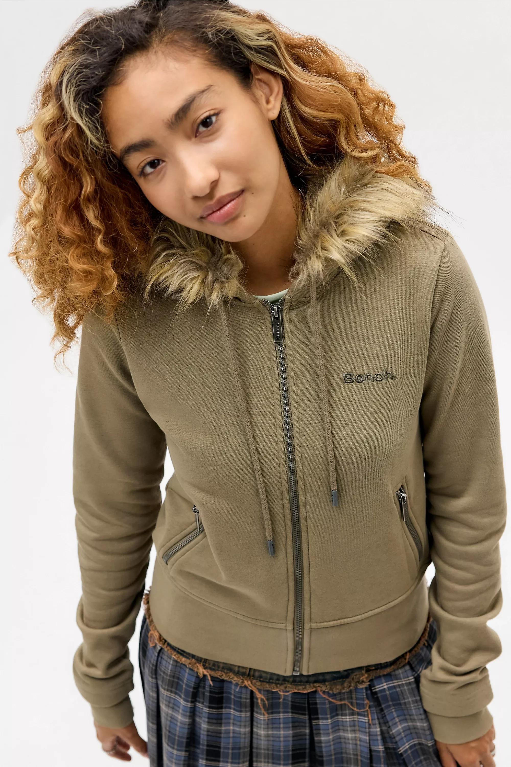 Khaki Uo Murah Zip-Through Hoodie, KHAKI, medium