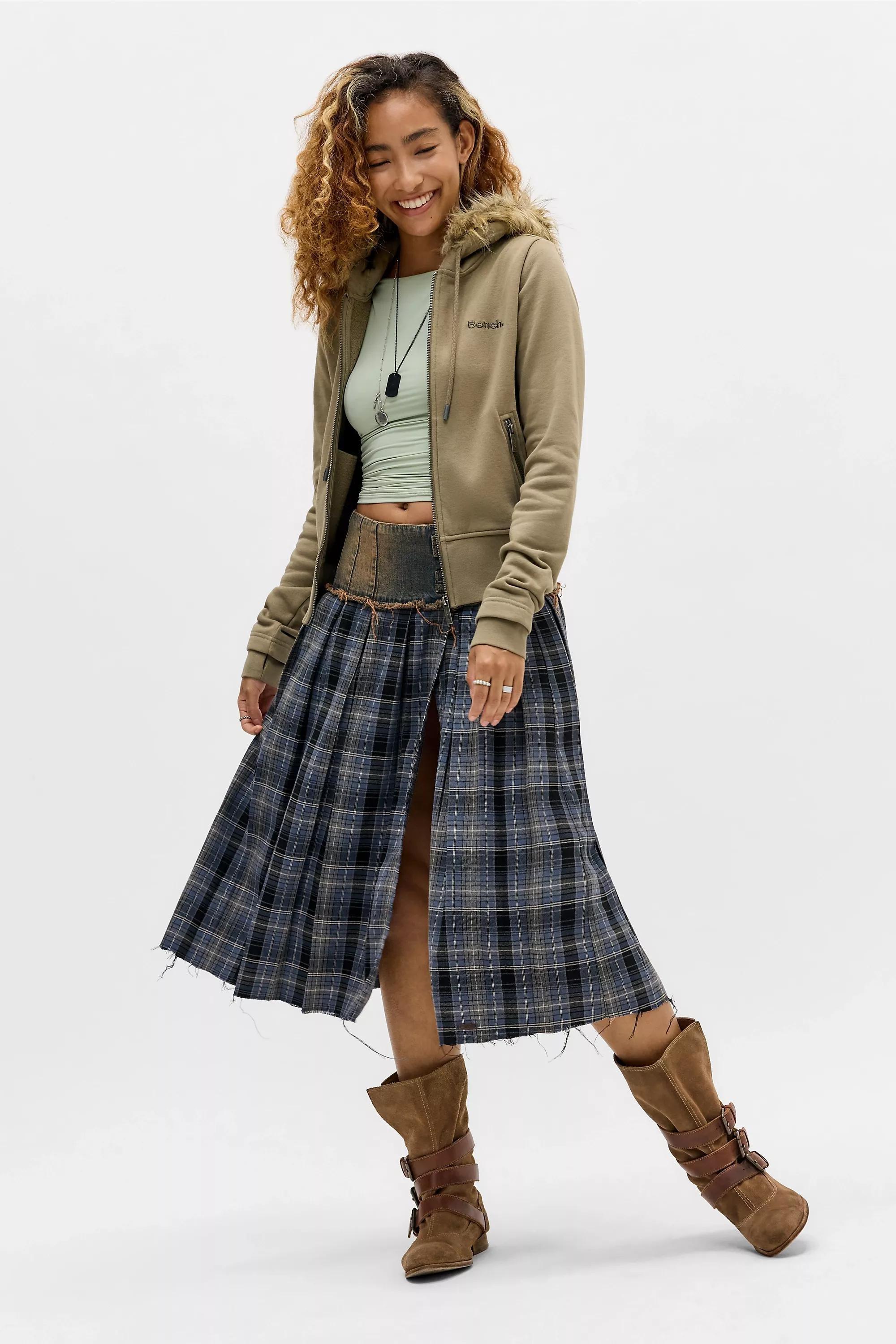 Khaki Uo Murah Zip-Through Hoodie, KHAKI, medium