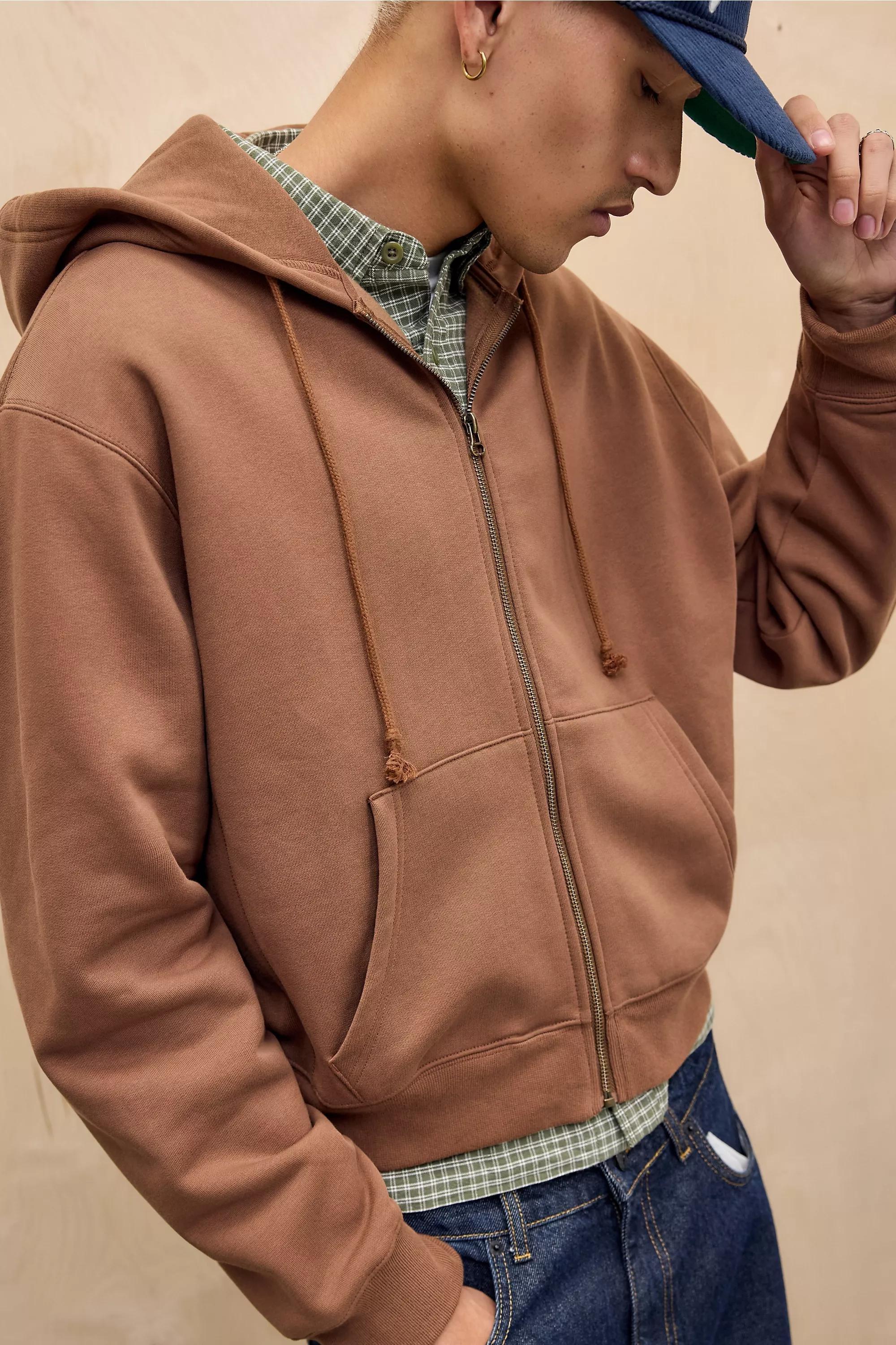 Brown Champion Uo Brown Washed Zip-Through Hoodie, BRN, large image number 0