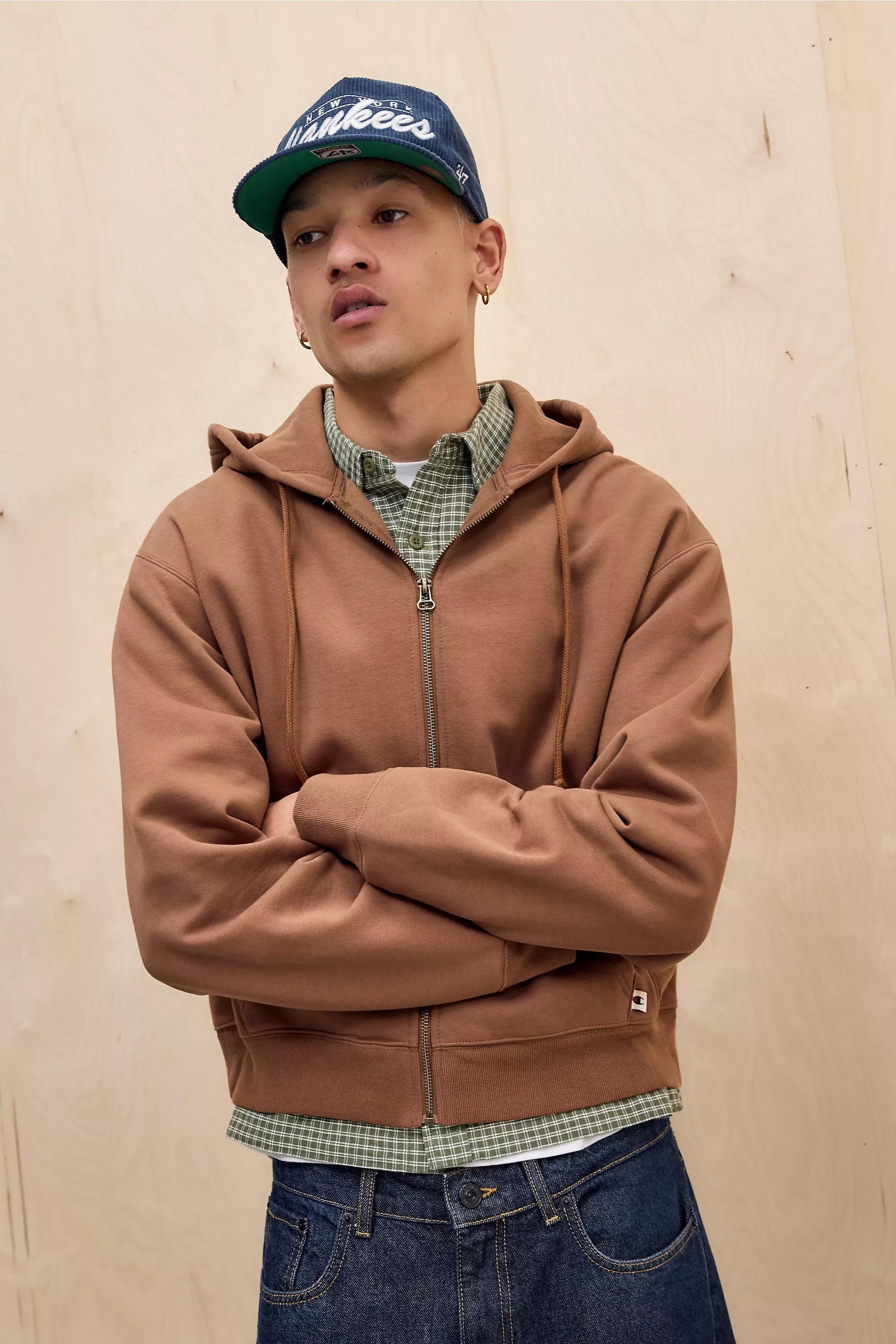 Brown Champion Uo Brown Washed Zip-Through Hoodie, BRN, large image number 1