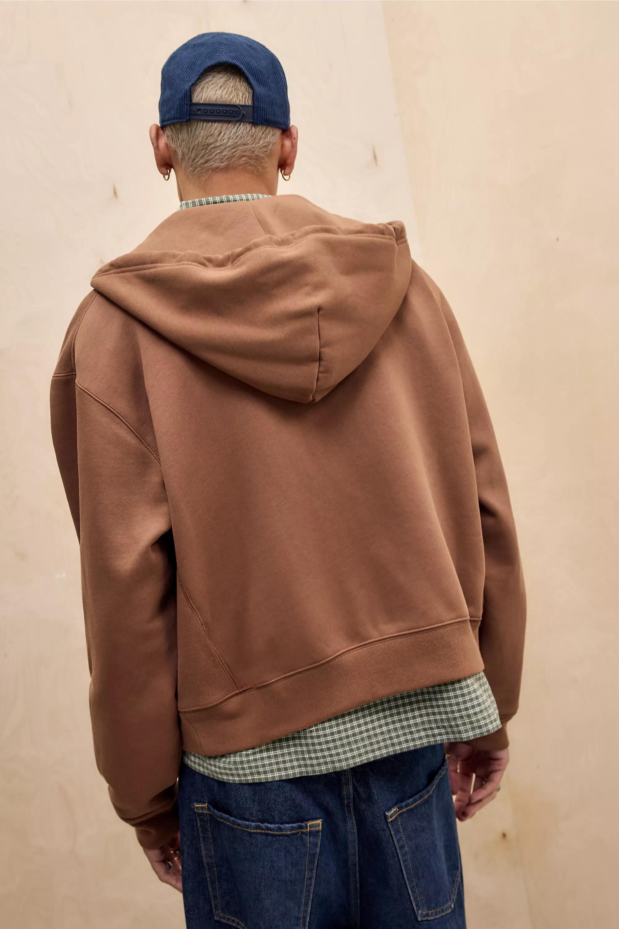 Brown Champion Uo Brown Washed Zip-Through Hoodie, BRN, large image number 3