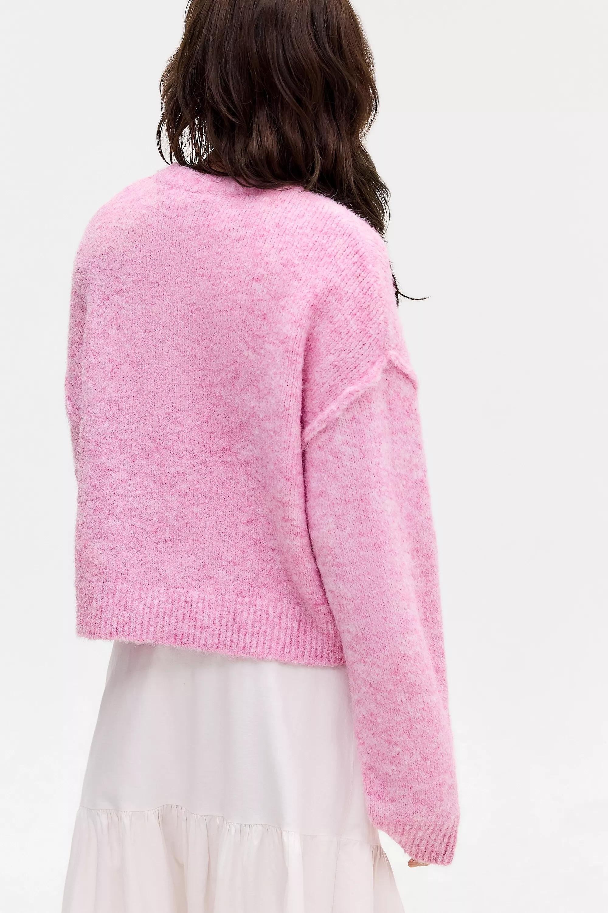 PINK UO Marli Crew Neck Cardigan, PINK, large image number 4