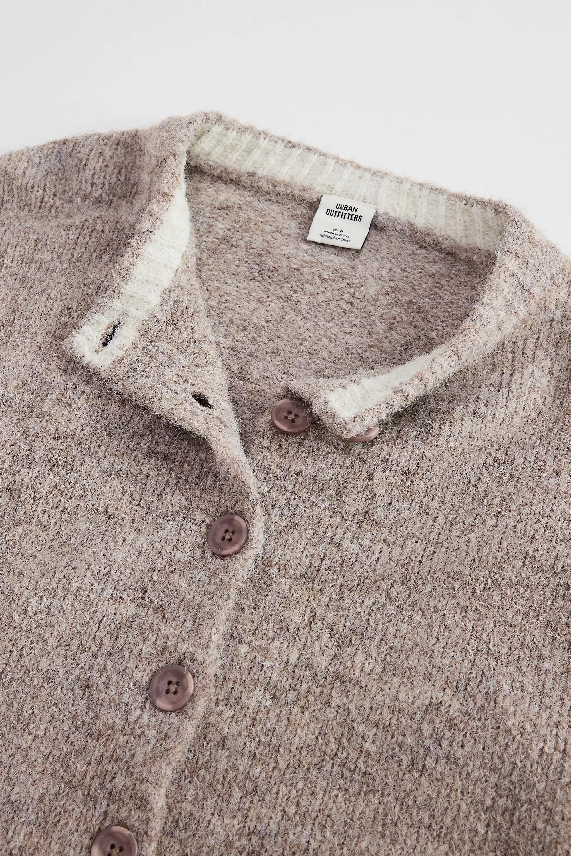 Beige Uo Marli Crew Neck Cardigan, , medium