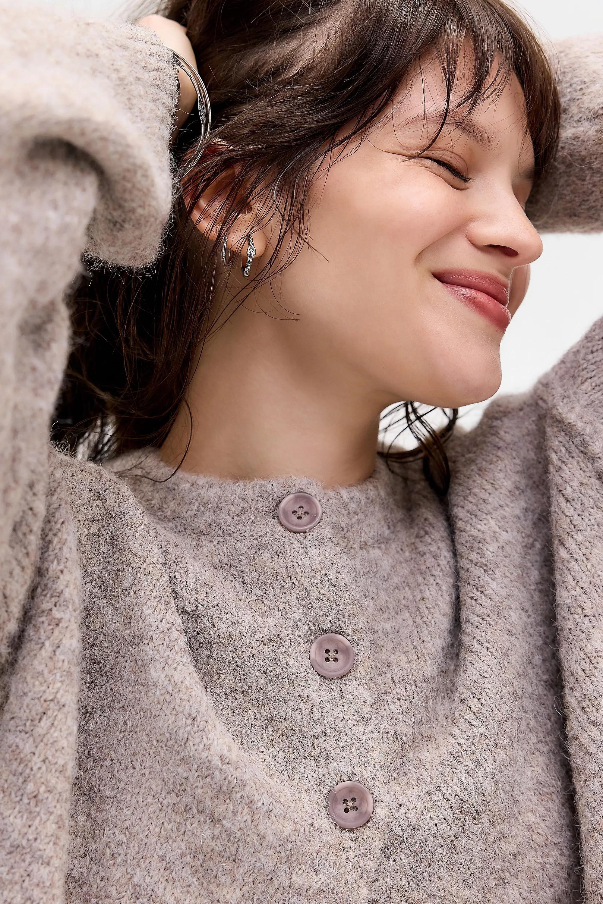 Beige Uo Marli Crew Neck Cardigan, A301_0222, large image number 1