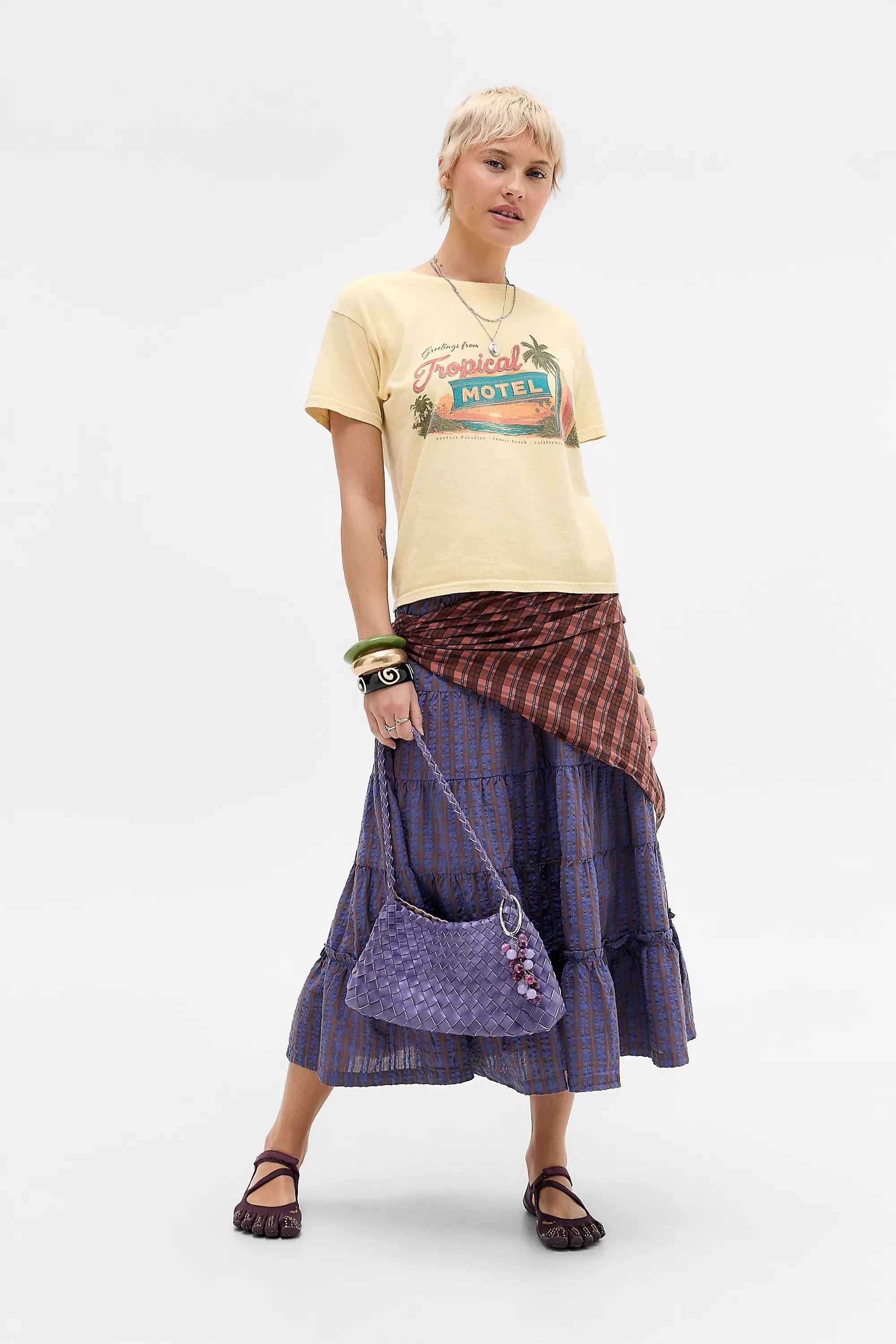 Blue Kimchi Blue Betty Check Midi Skirt, BLUE, medium