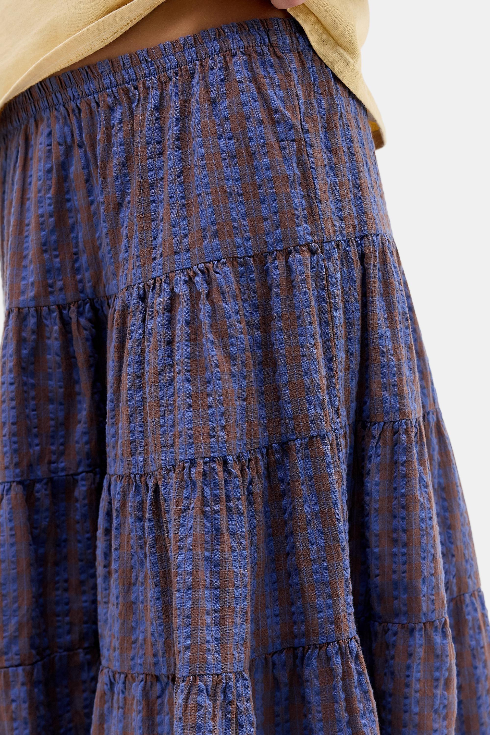 Blue Kimchi Blue Betty Check Midi Skirt, BLUE, large image number 2