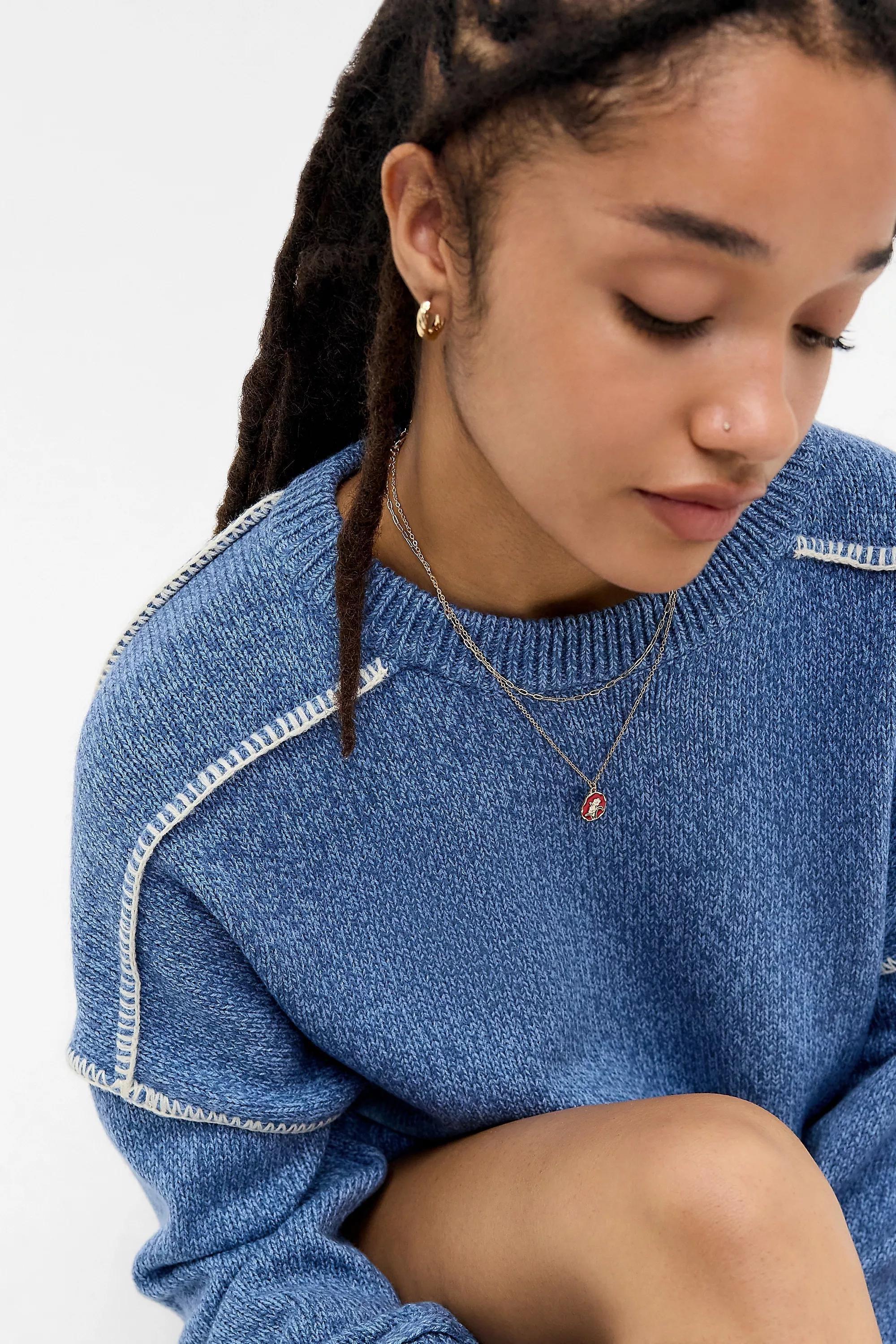 Blue Bdg Overlocked Crew Jumper, BLUE, large image number 5