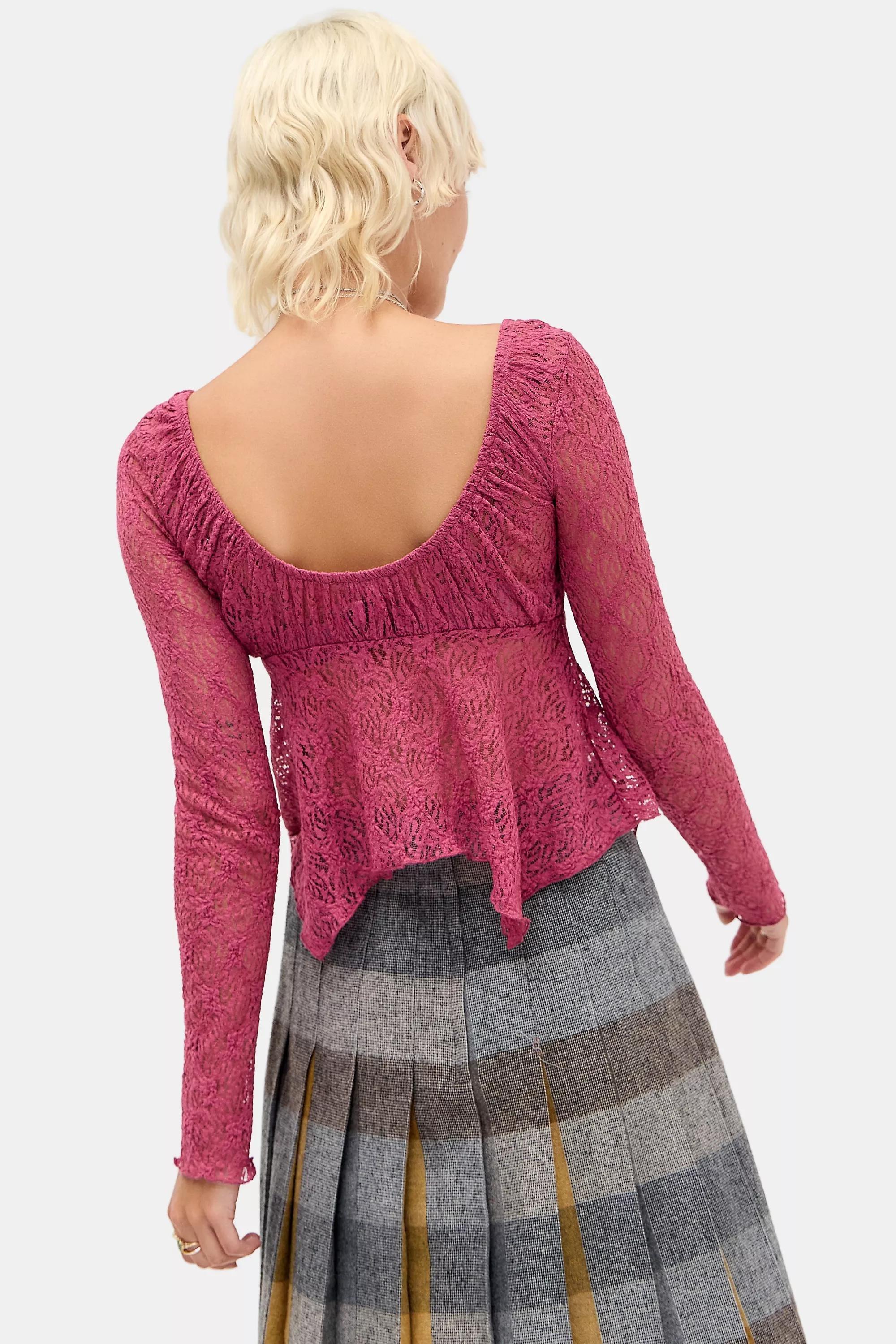 Red Kimchi Blue Piper Long Sleeve Babydoll Blouse, ROSE, large image number 3