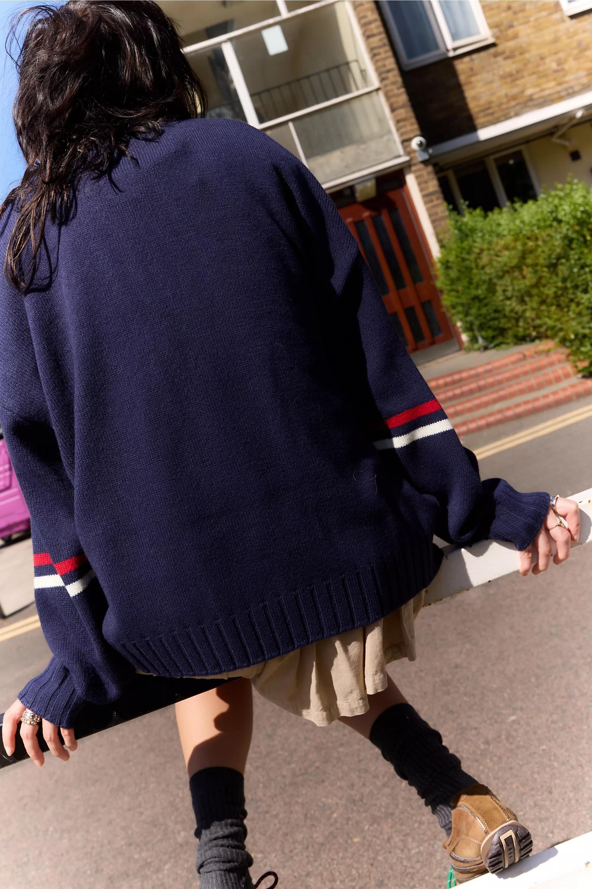 Navy Kickers Uo Slouchy Knit Jumper, NAVY, large image number 3