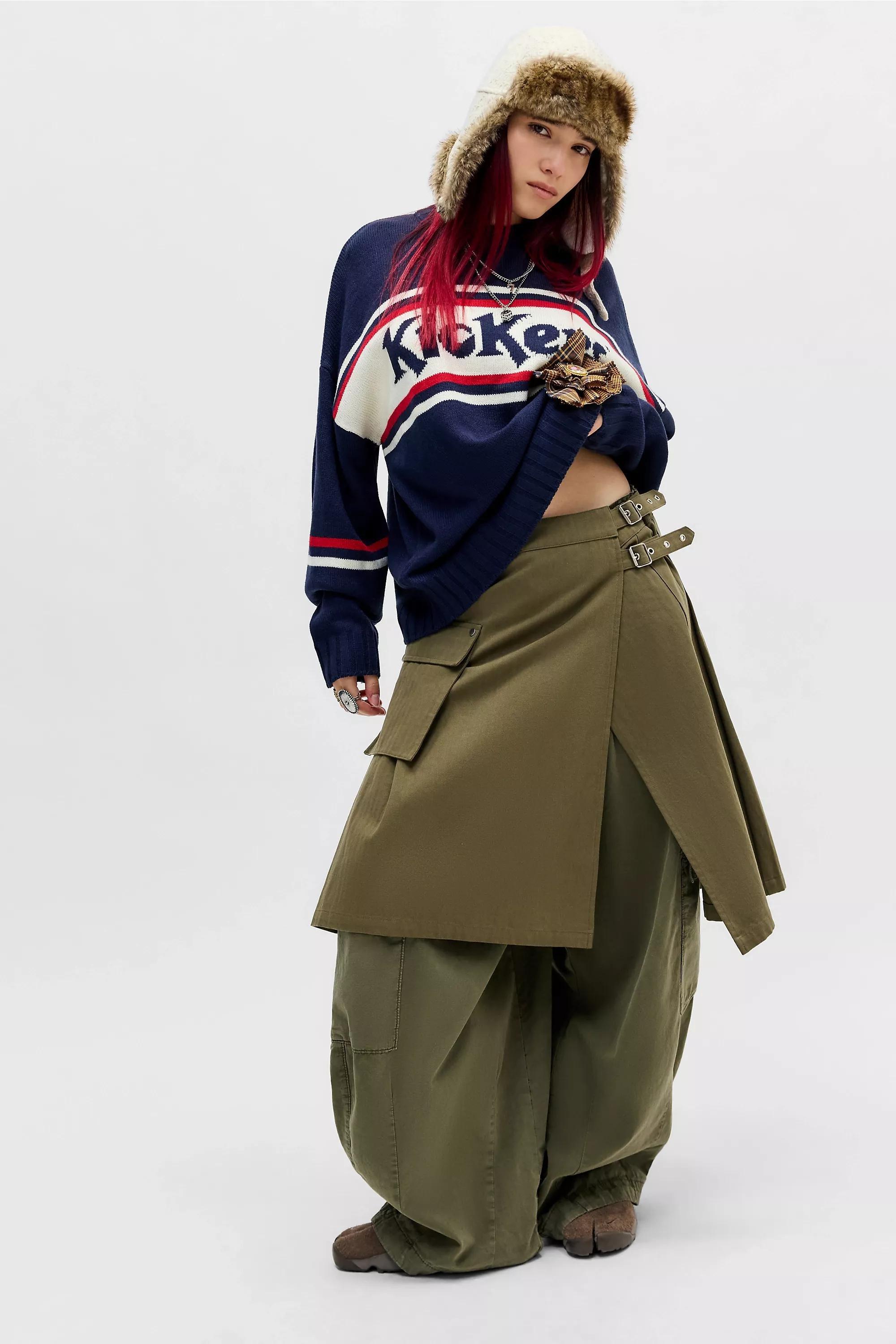 Navy Kickers Uo Slouchy Knit Jumper, NAVY, large image number 5