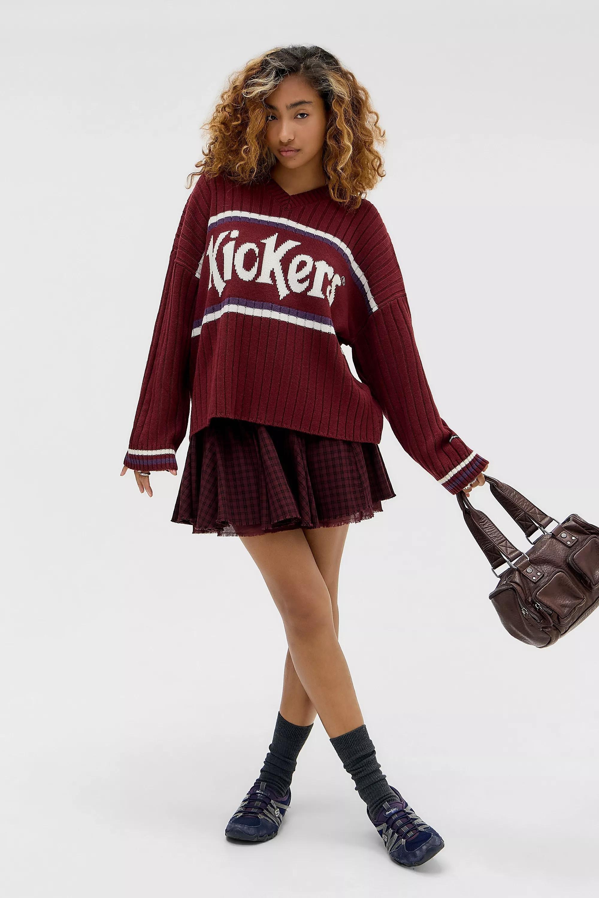 WINE Kickers UO Exclusive Rib knit Jumper, WINE, large image number 2