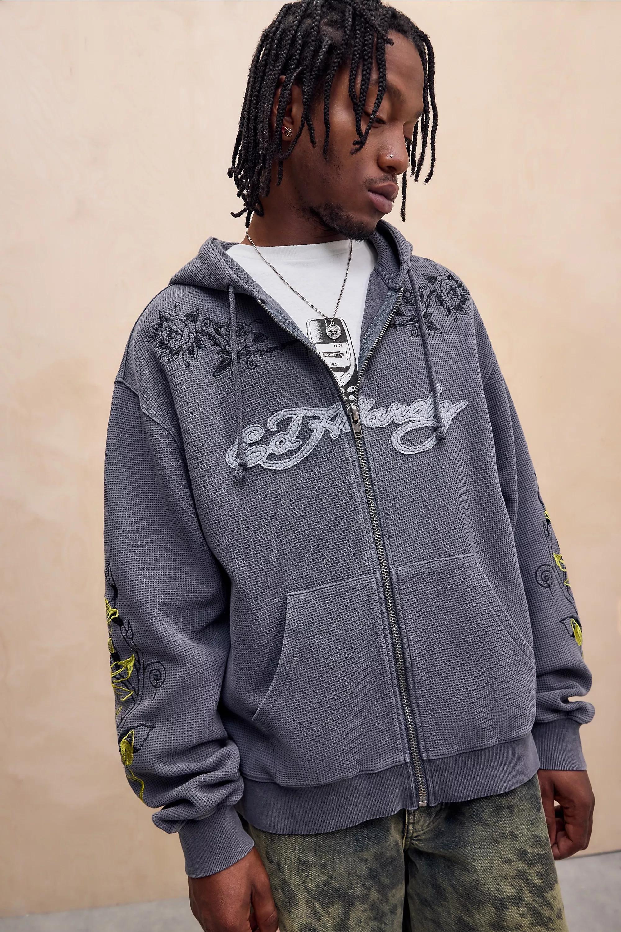 Black Ed Hardy Uo Washed Rose Hoodie, BLK, large image number 2