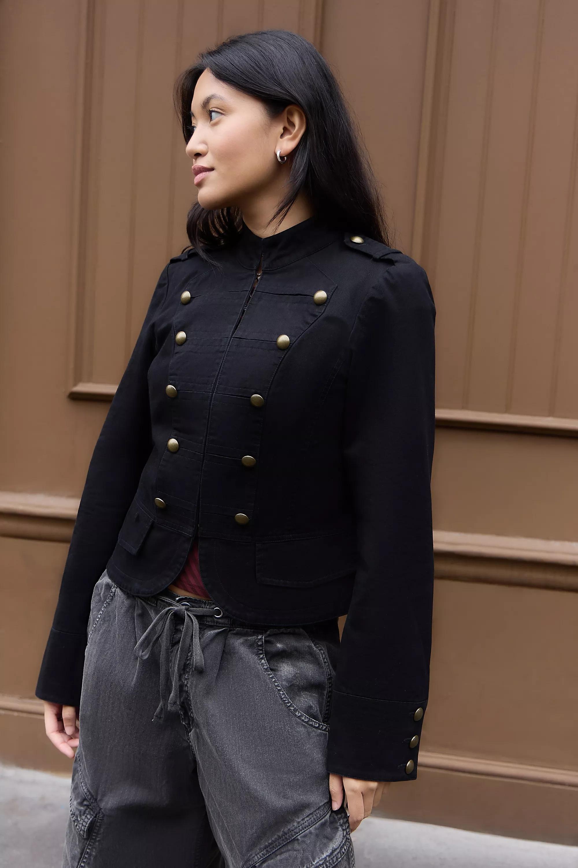 Black Uo Cate Band Jacket, BLK, large image number 0