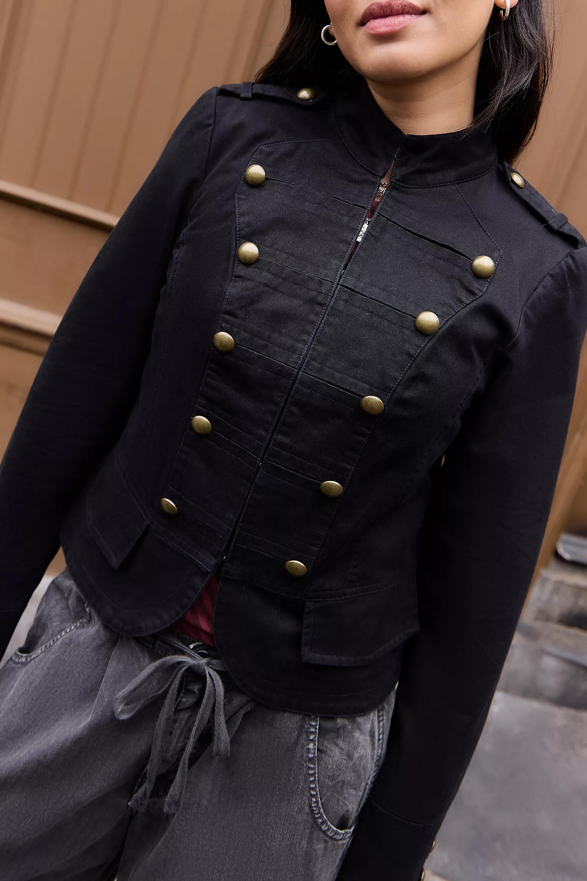 Black Uo Cate Band Jacket, BLK, large image number 1