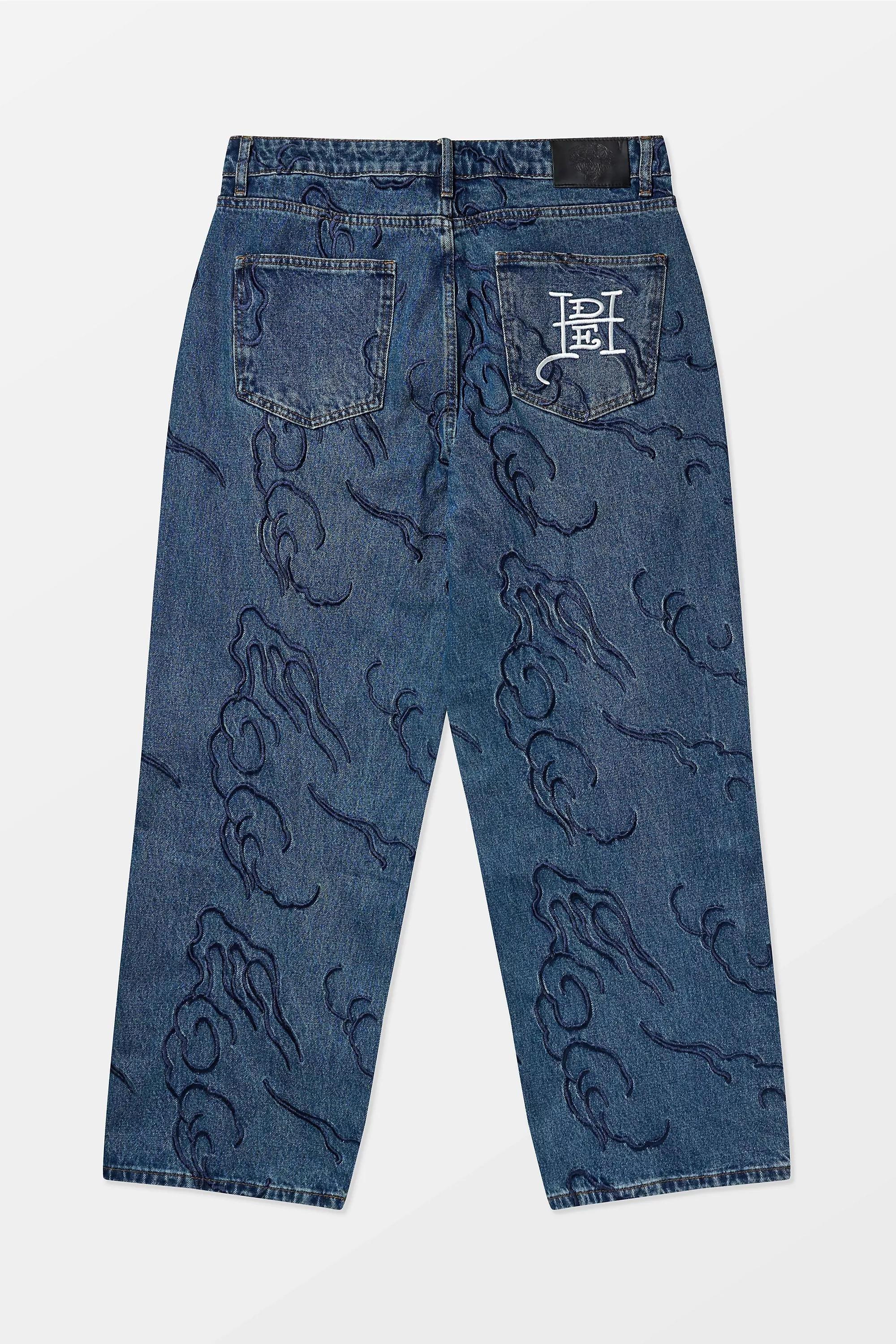 Blue Ed Hardy Embroidered Jeans, DENIM L, large image number 5