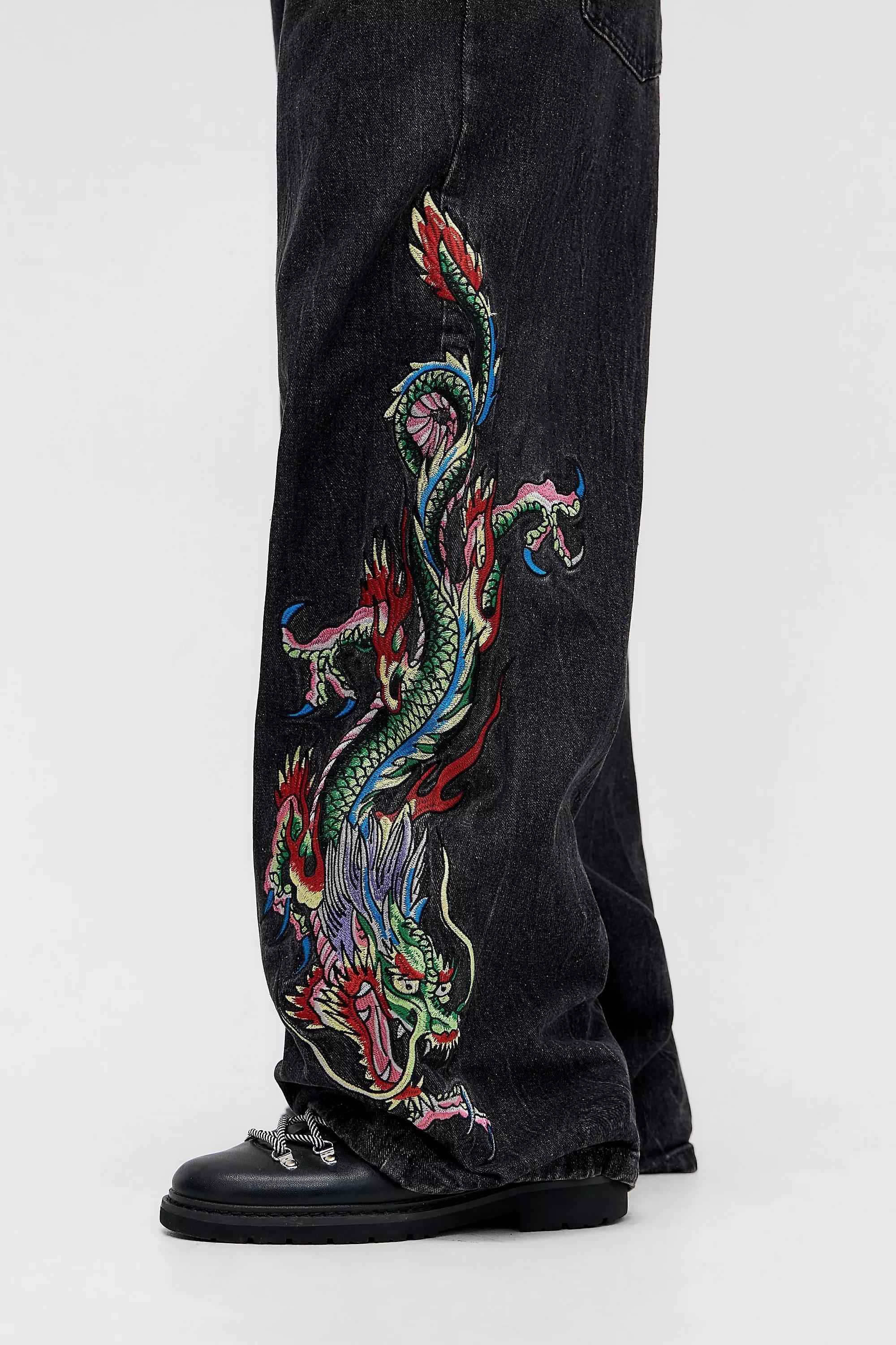Black Ed Hardy Sword Dragon Jeans, BLK, large image number 1